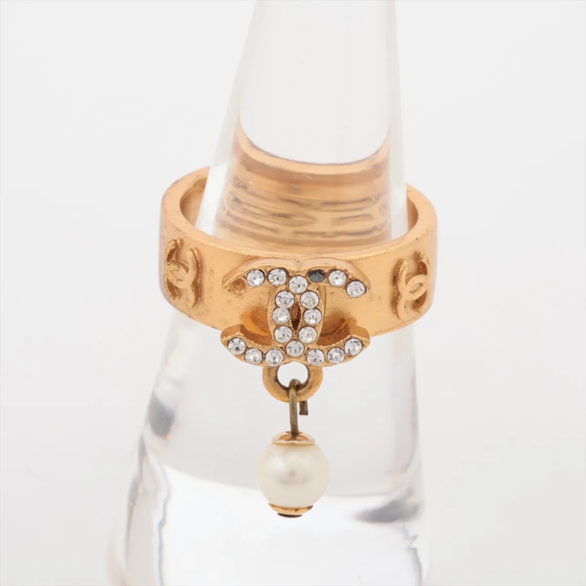 Cocomark 02P Ring GP x Rhinestone x Fake Pearl Gold