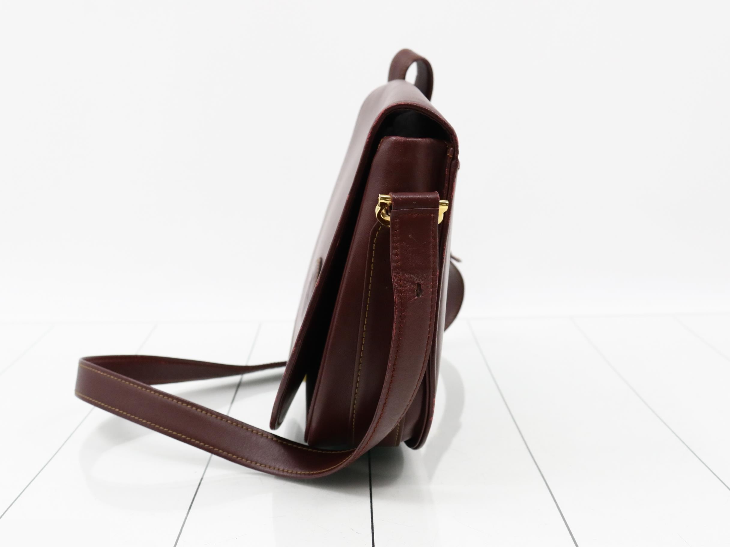 Mustline Leather Shoulder Bag, Bordeaux — view 3