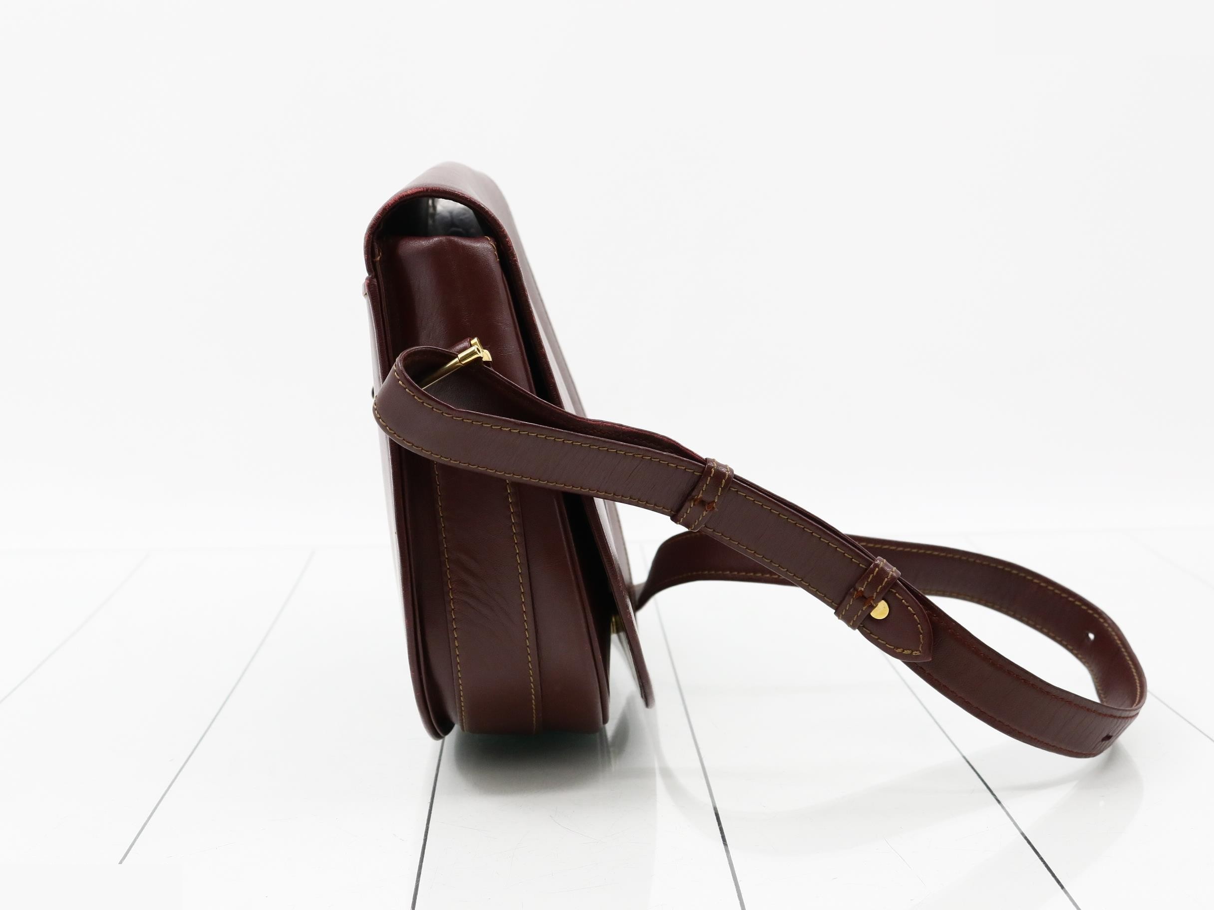 Mustline Leather Shoulder Bag, Bordeaux — view 4