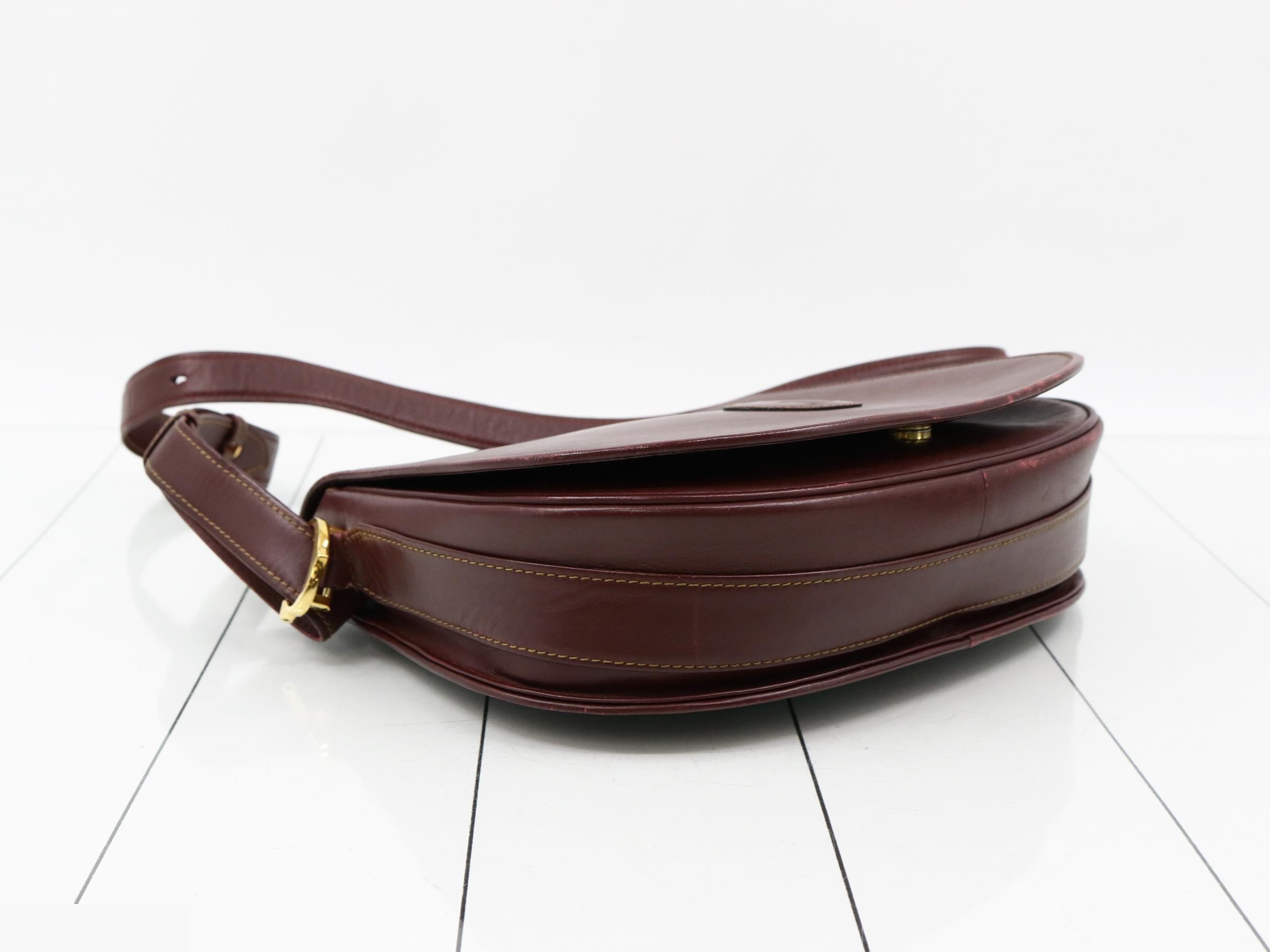 Mustline Leather Shoulder Bag, Bordeaux — view 5