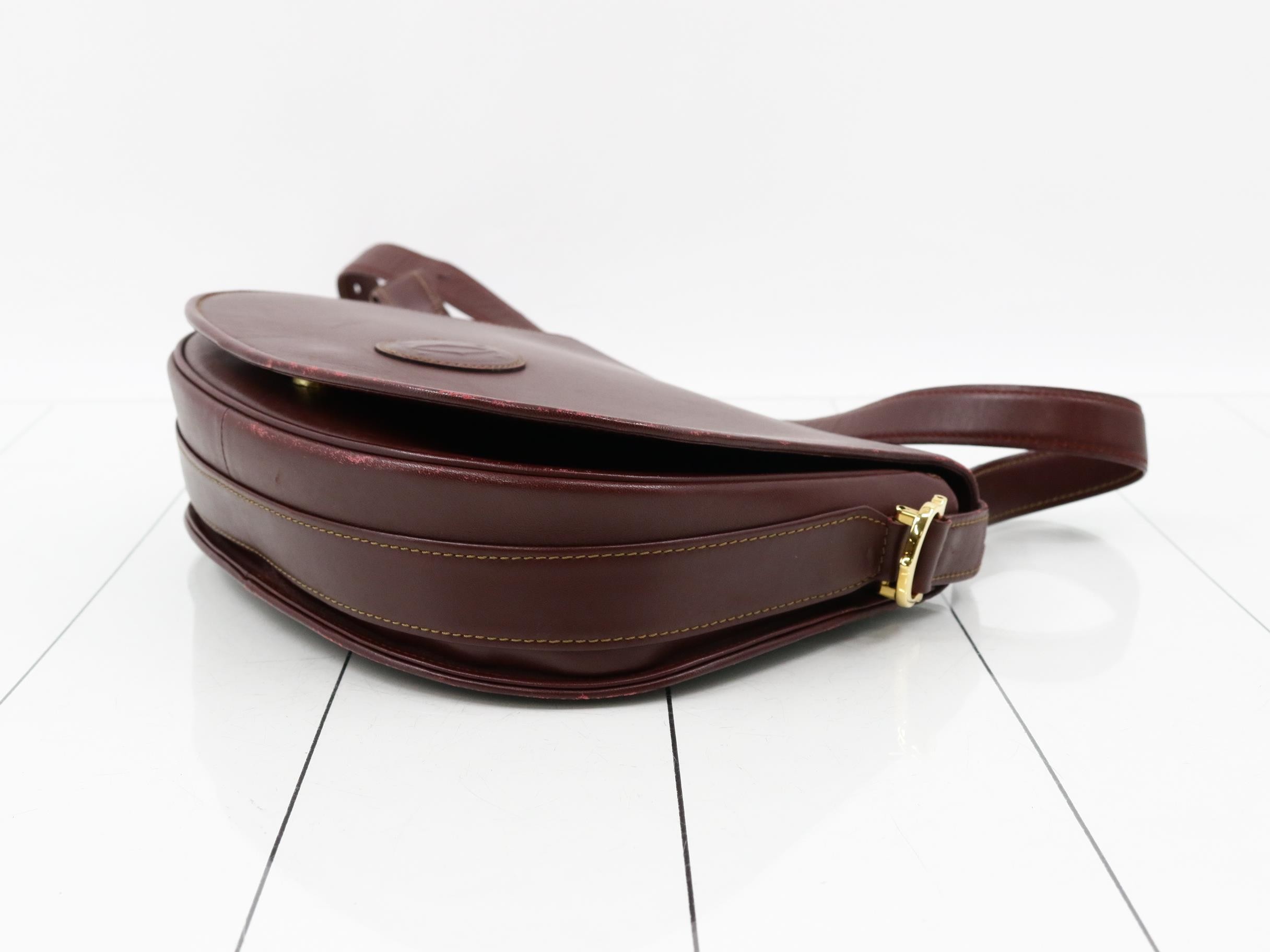 Mustline Leather Shoulder Bag, Bordeaux — view 6