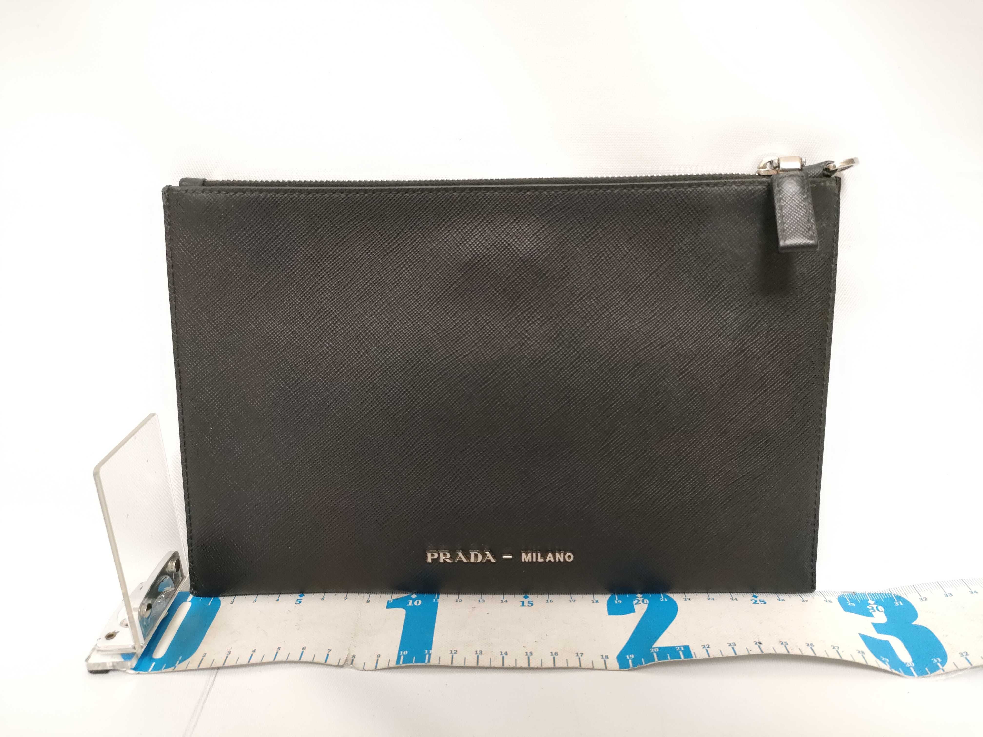 Saffiano Clutch Bag - Black and Yellow — view 2