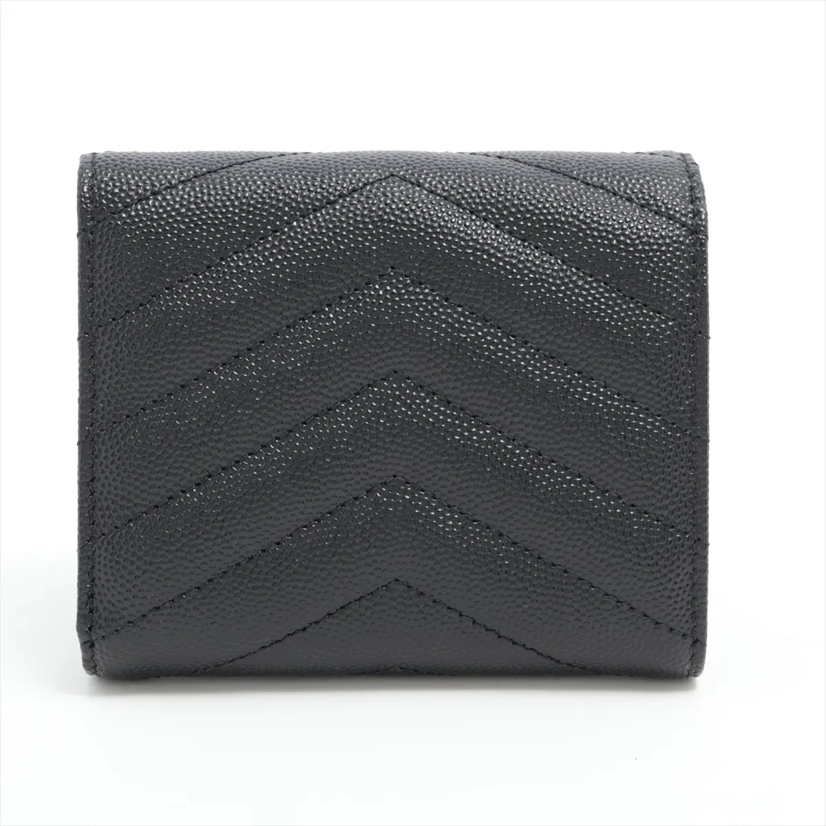 Monogram Cassandra YSL Logo GNC692061 Leather Compact Wallet Black — view 2
