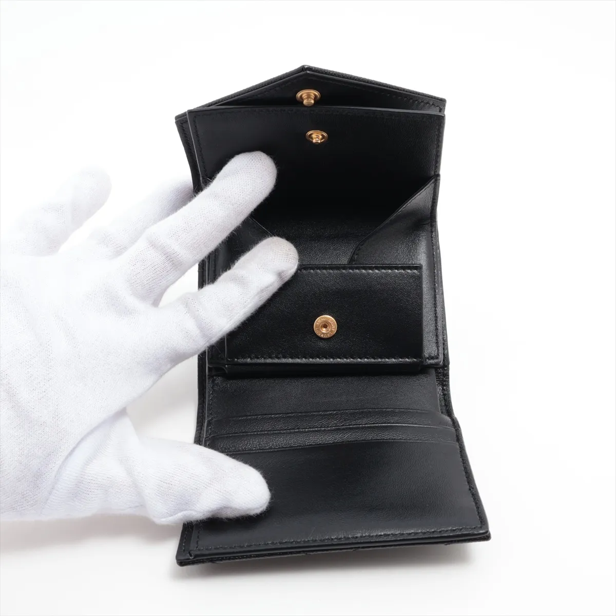 Monogram Cassandra YSL Logo GNC692061 Leather Compact Wallet Black — view 5