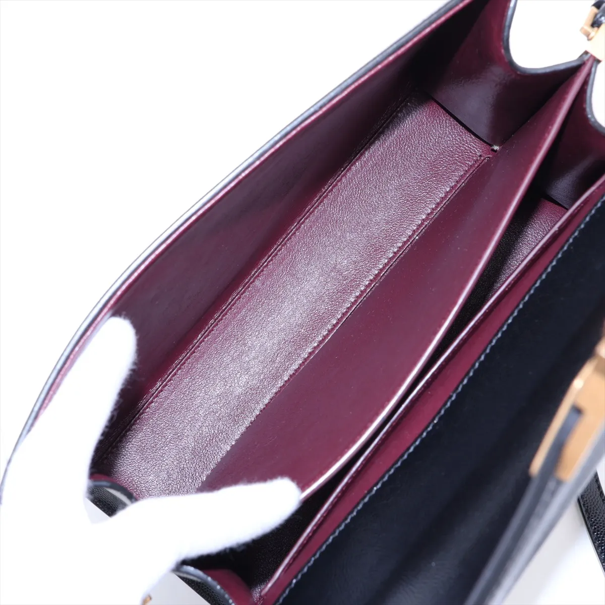 Cassandra Leather 2-Way Handbag, Black, ¥578,000 — view 8