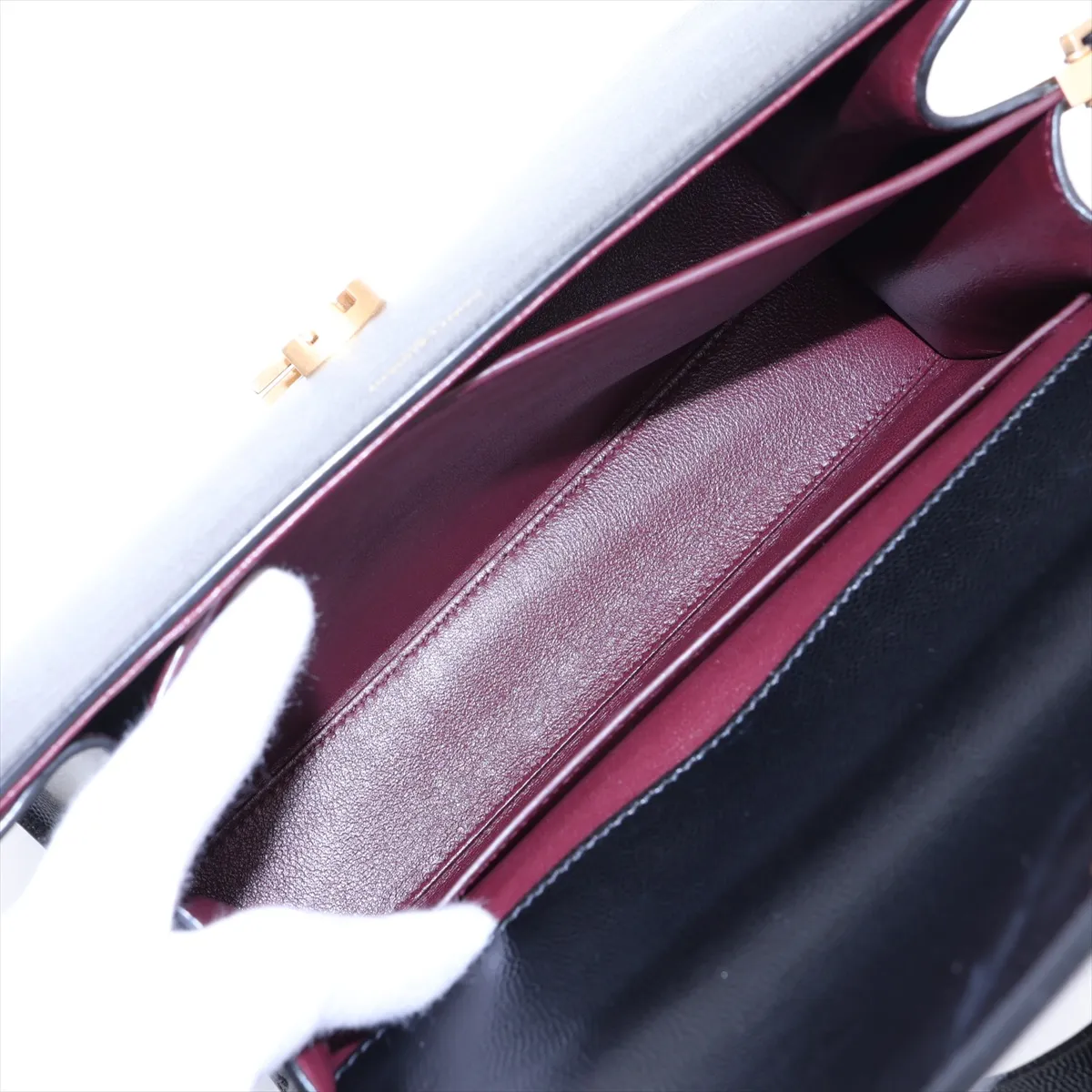 Cassandra Leather 2-Way Handbag, Black, ¥578,000 — view 9
