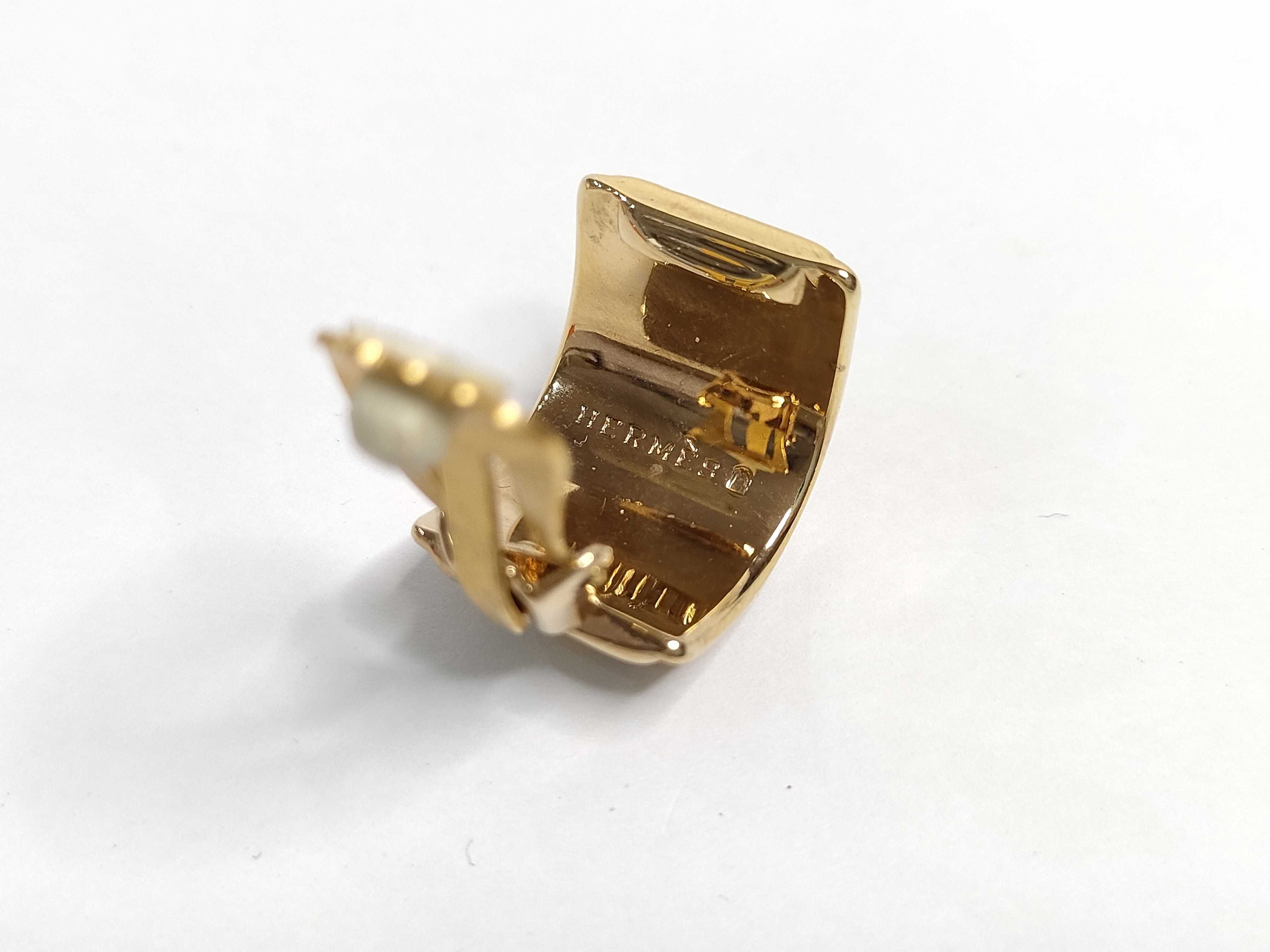 Enamel Earrings (Pair) GP Gold Scratched Earrings — view 4