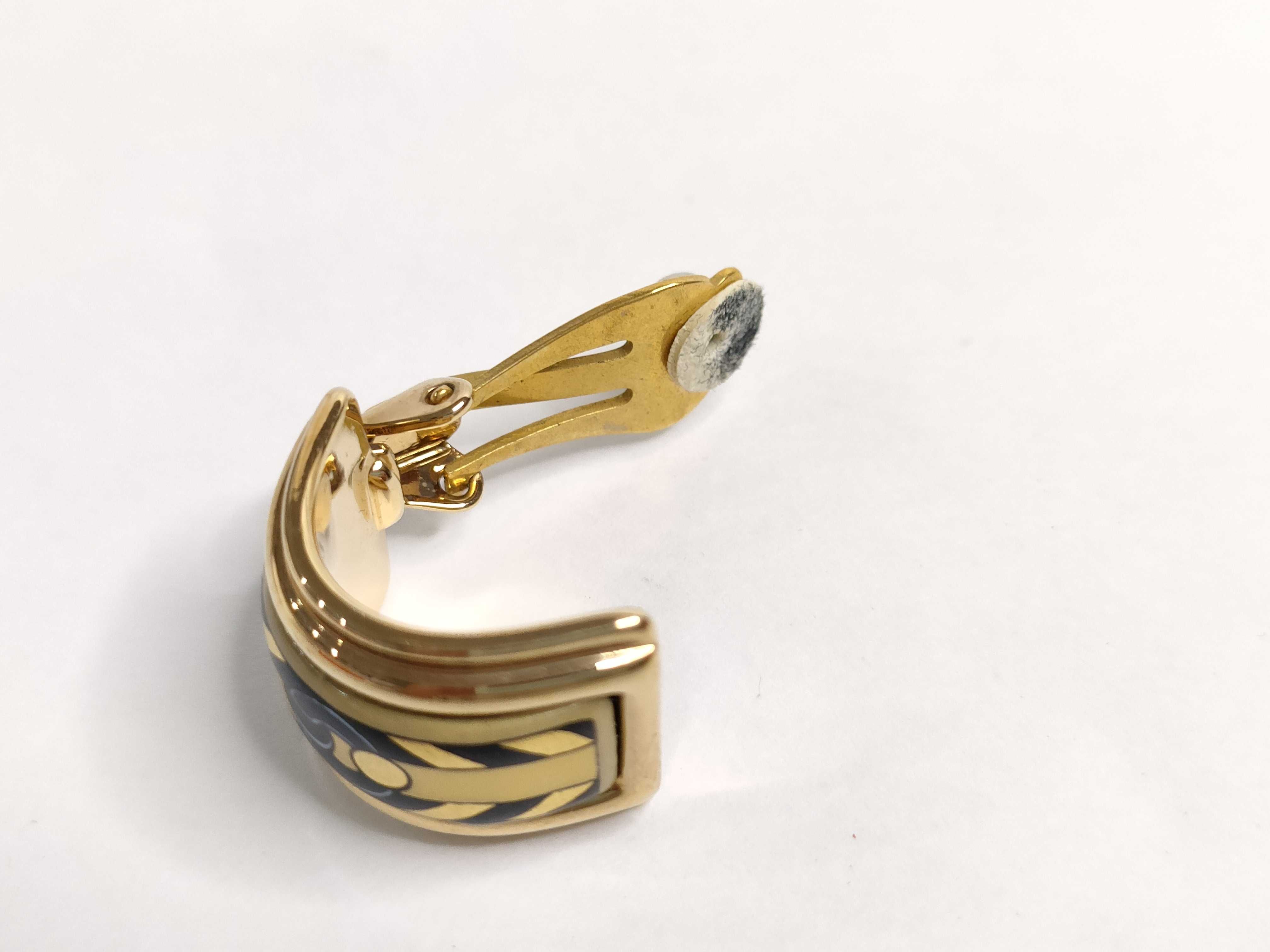 Enamel Earrings (Pair) GP Gold Scratched Earrings — view 6