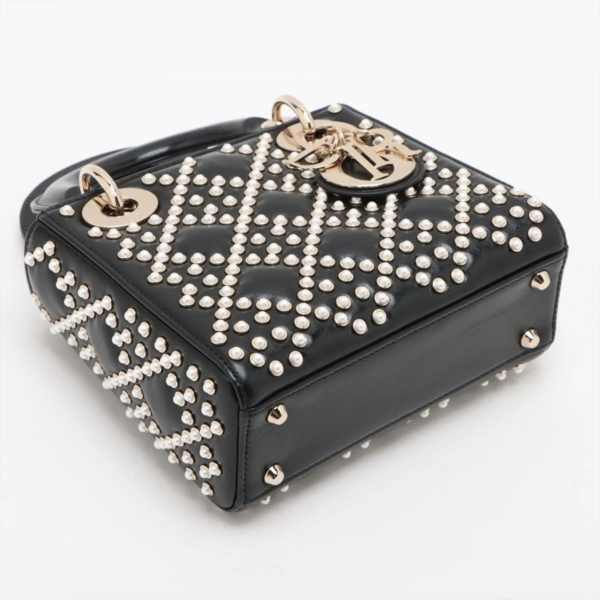 Cannage Lady Dior Mini Leather 2WAY Handbag Black — view 4