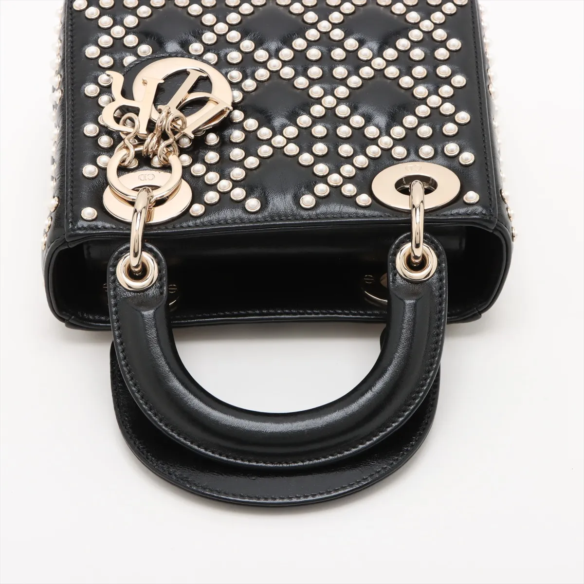 Cannage Lady Dior Mini Leather 2WAY Handbag Black — view 5