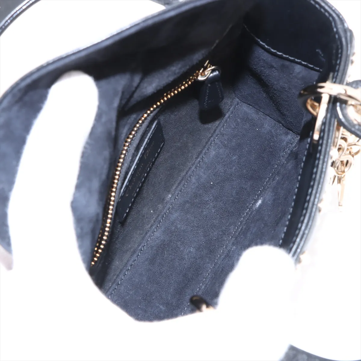 Cannage Lady Dior Mini Leather 2WAY Handbag Black — view 8