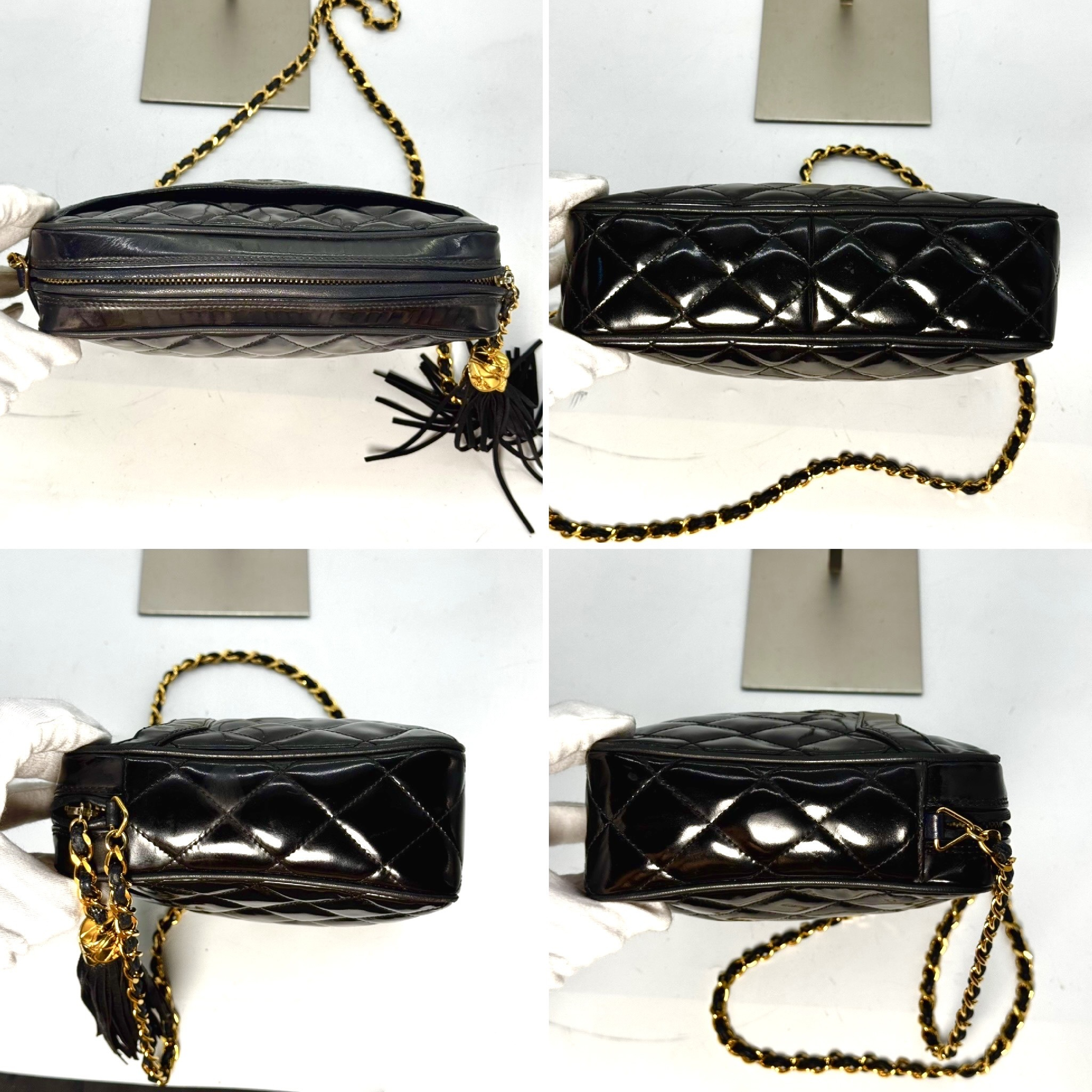 Matelassé Patent Leather Enamel Fringe Chain Shoulder Bag Black 2315450 Shoulder Bag — view 3