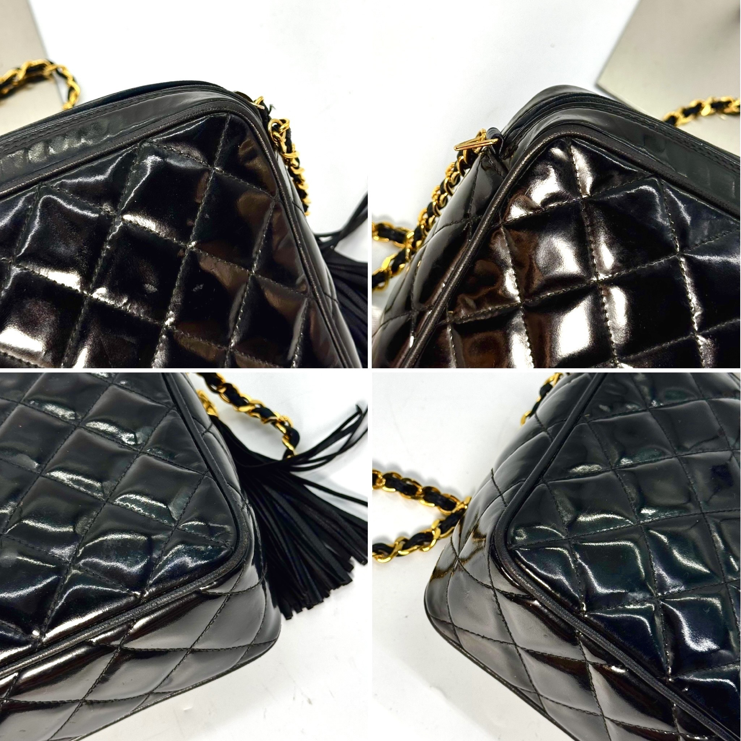 Matelassé Patent Leather Enamel Fringe Chain Shoulder Bag Black 2315450 Shoulder Bag — view 5