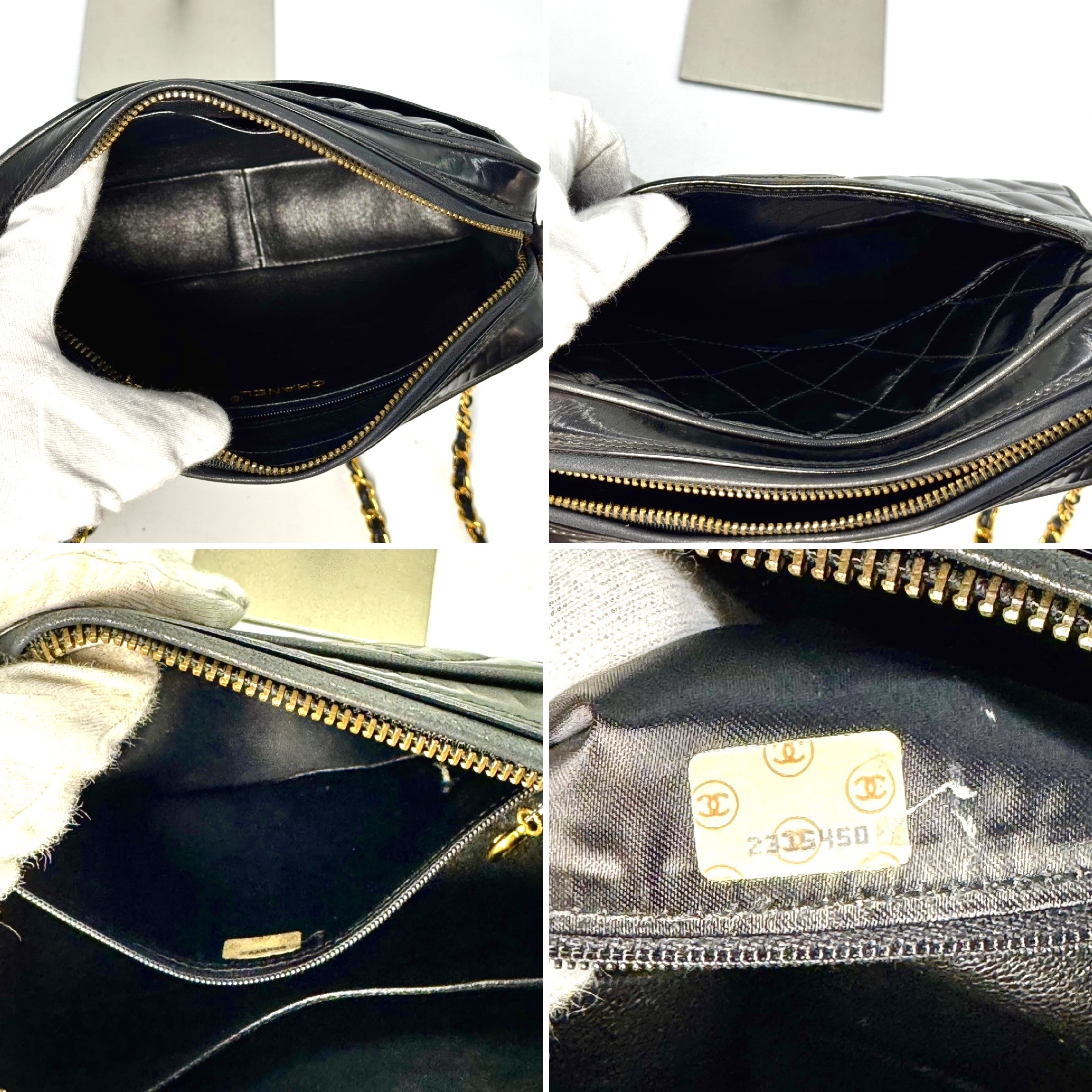 Matelassé Patent Leather Enamel Fringe Chain Shoulder Bag Black 2315450 Shoulder Bag — view 6