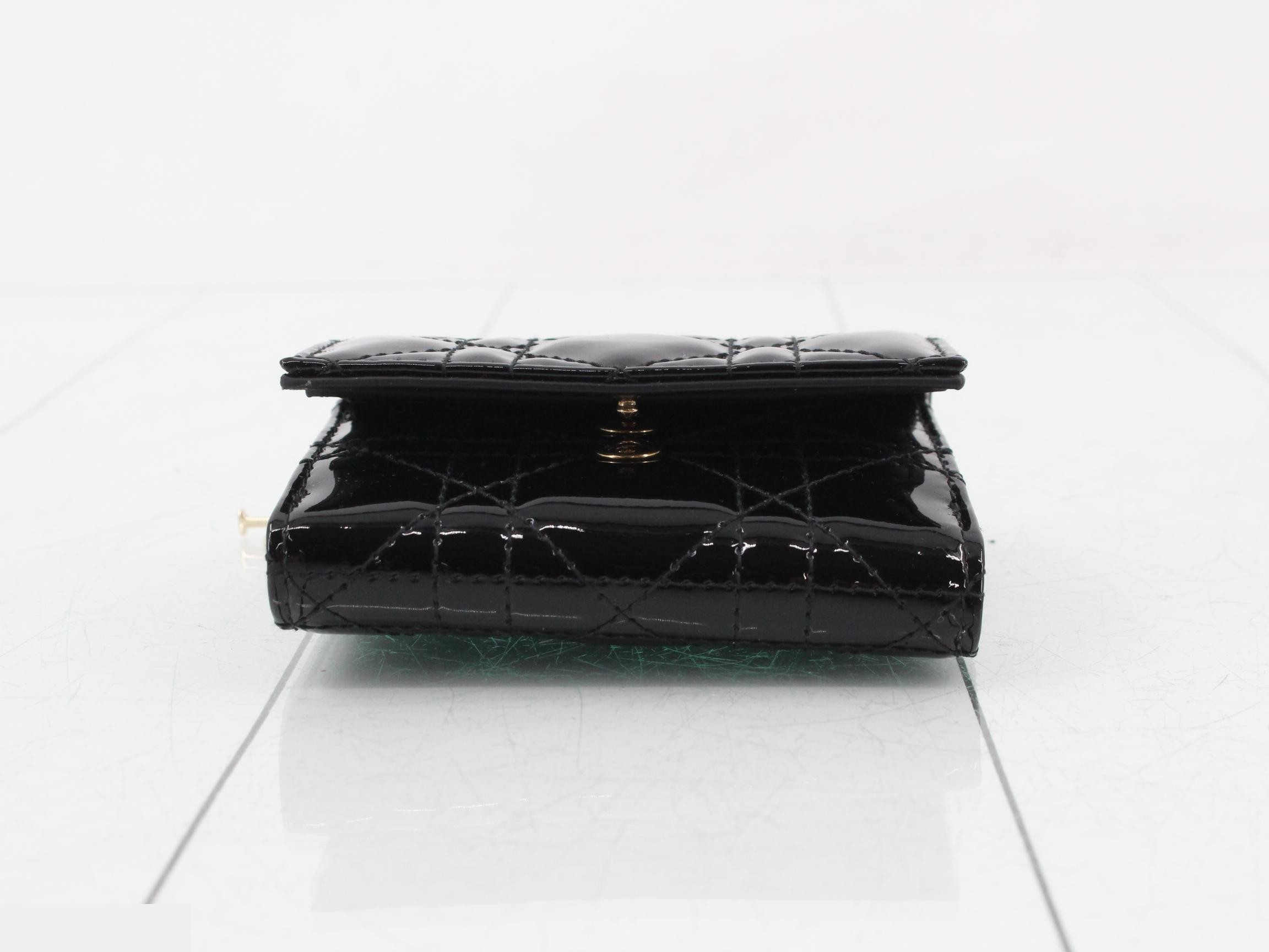 Lady Dior Compact Wallet, Black — view 3