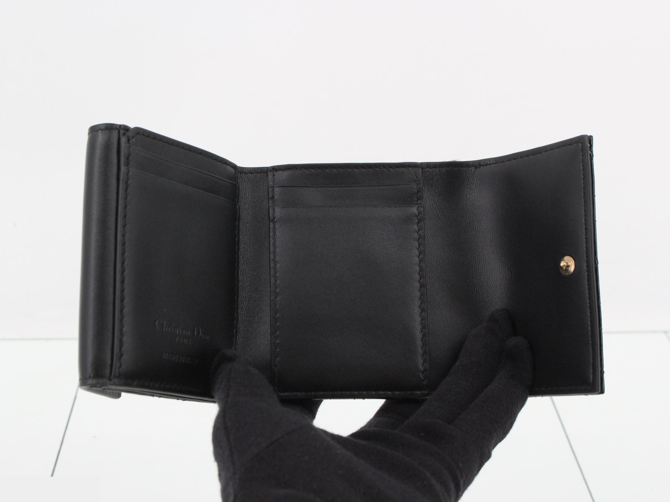 Lady Dior Compact Wallet, Black — view 4