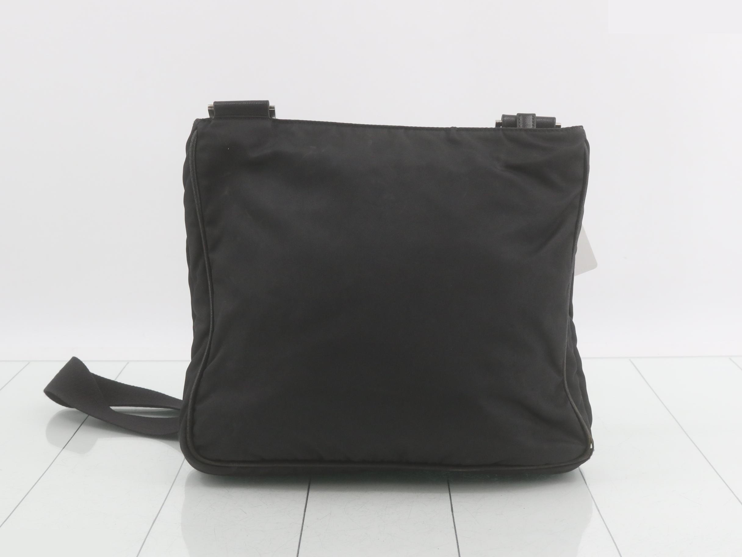 Nylon shoulder bag, black — view 2