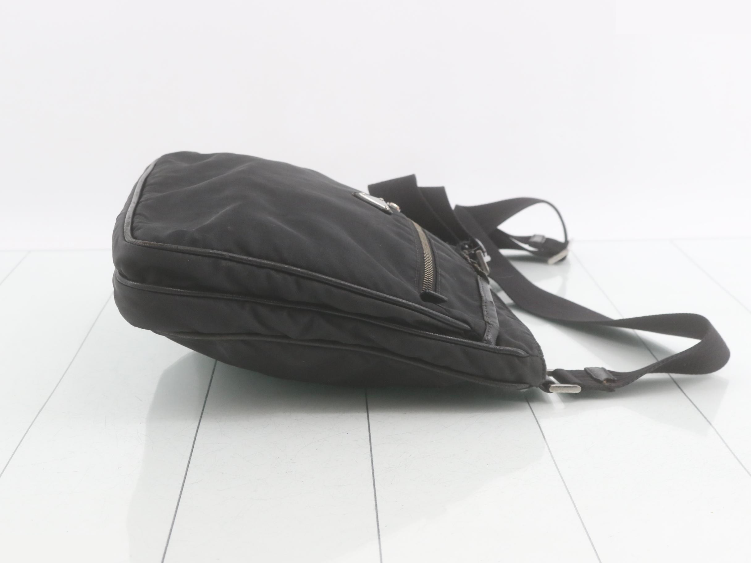 Nylon shoulder bag, black — view 3
