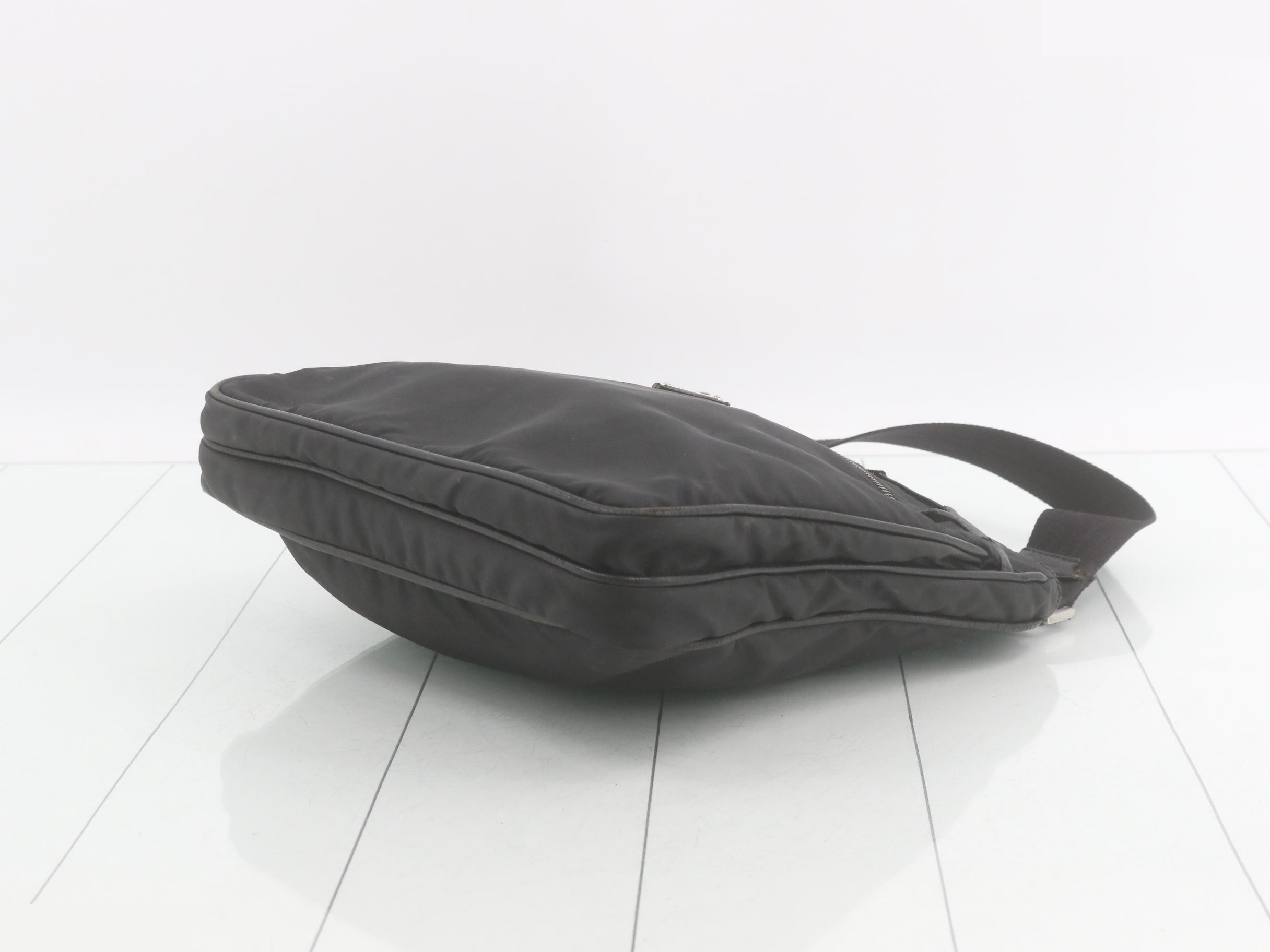 Nylon shoulder bag, black — view 6
