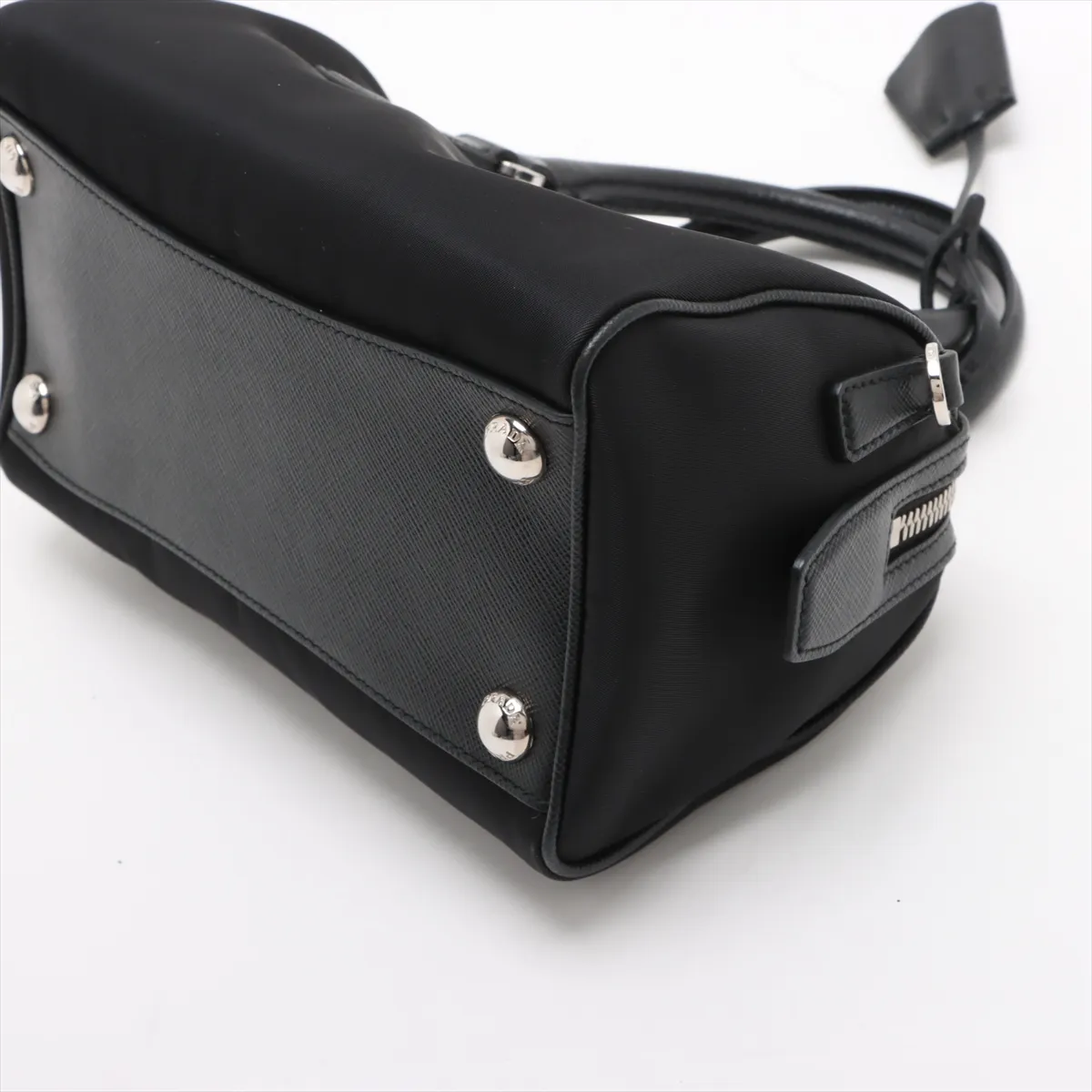 Tessuto Nylon x Leather Handbag Black — view 3