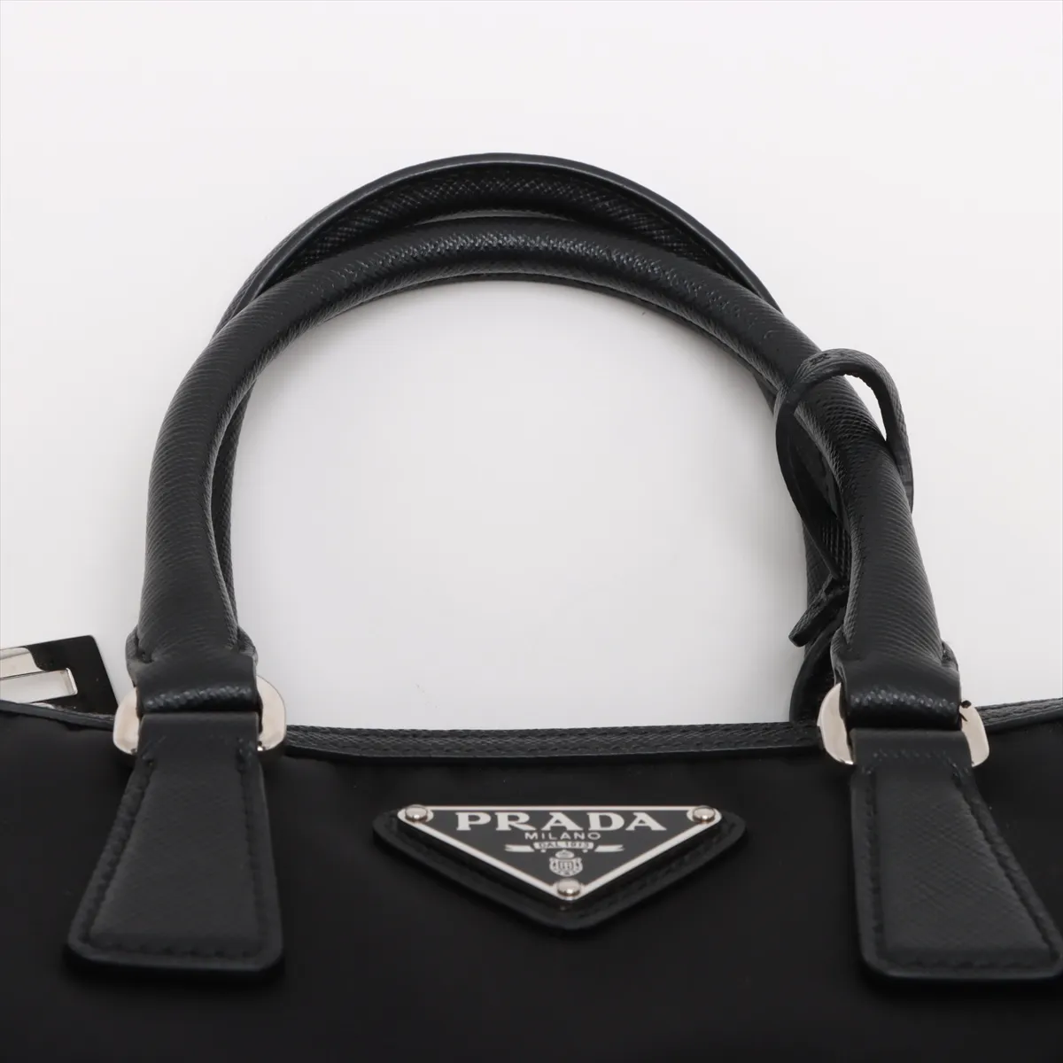 Tessuto Nylon x Leather Handbag Black — view 6