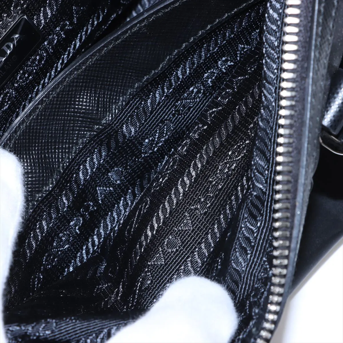 Tessuto Nylon x Leather Handbag Black — view 8