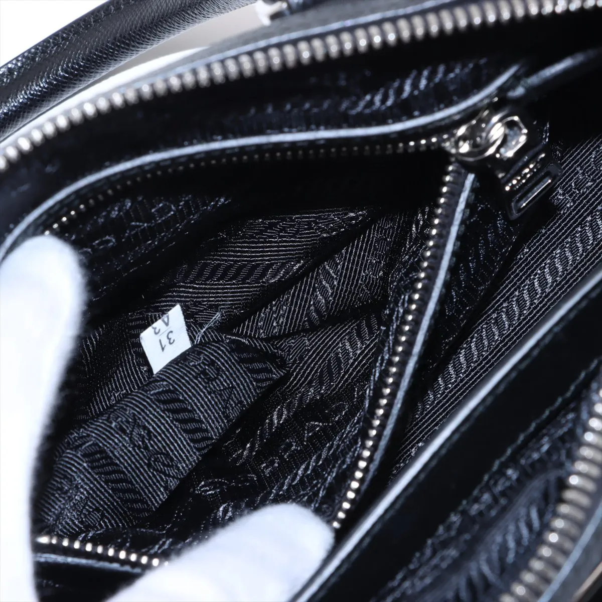 Tessuto Nylon x Leather Handbag Black — view 9