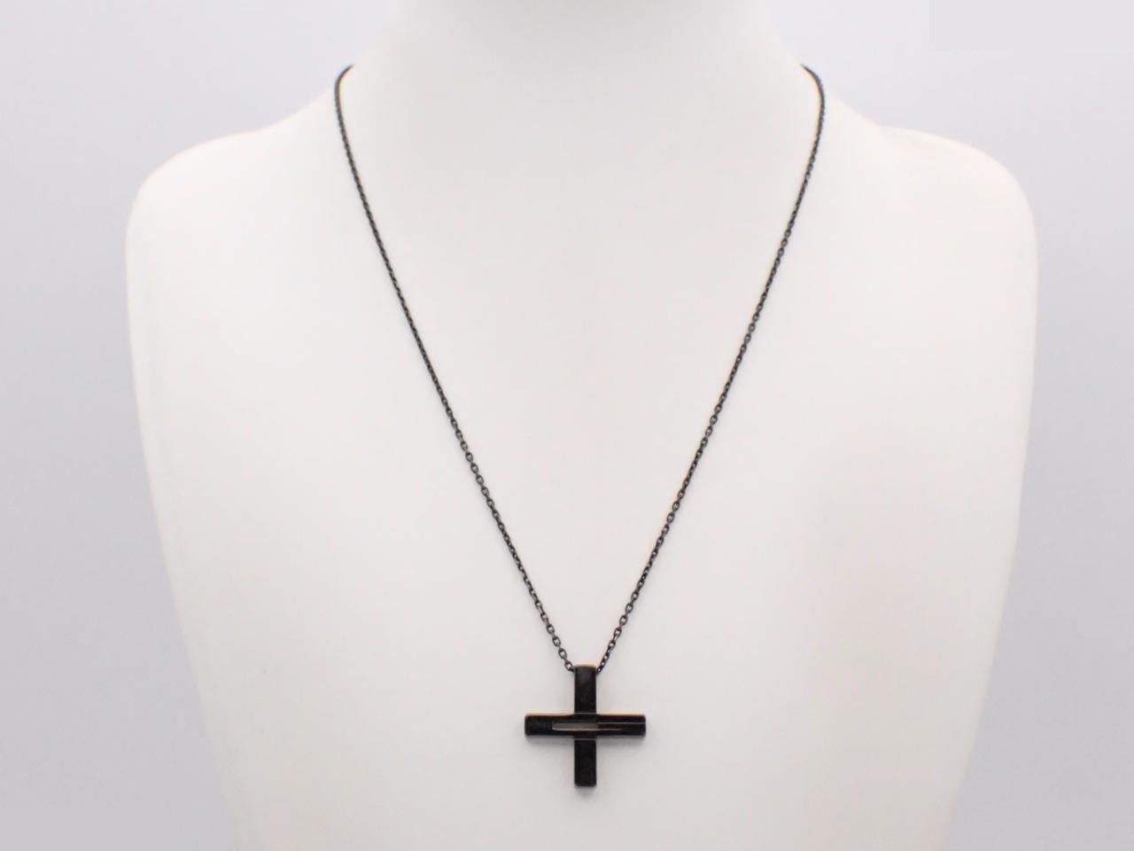 necklace, 925 sterling silver, 11.1g, cutout G-cross design. — view 3