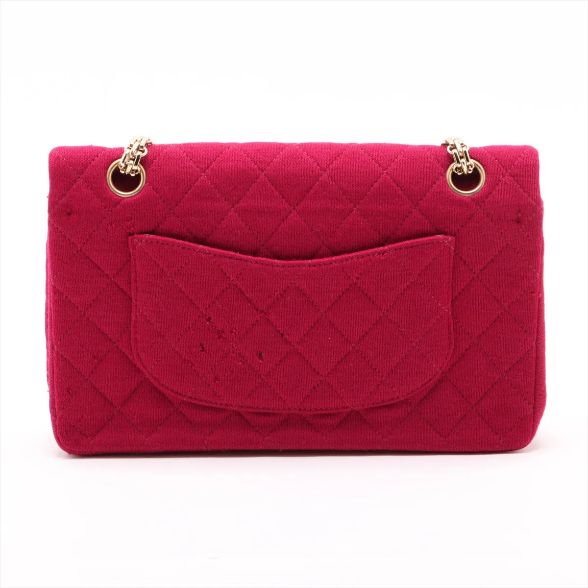 Matelassé 25 Cotton Double Flap Double Chain Bag, Red with Gold Hardware, 6544830, Series 6, A01112 — view 2