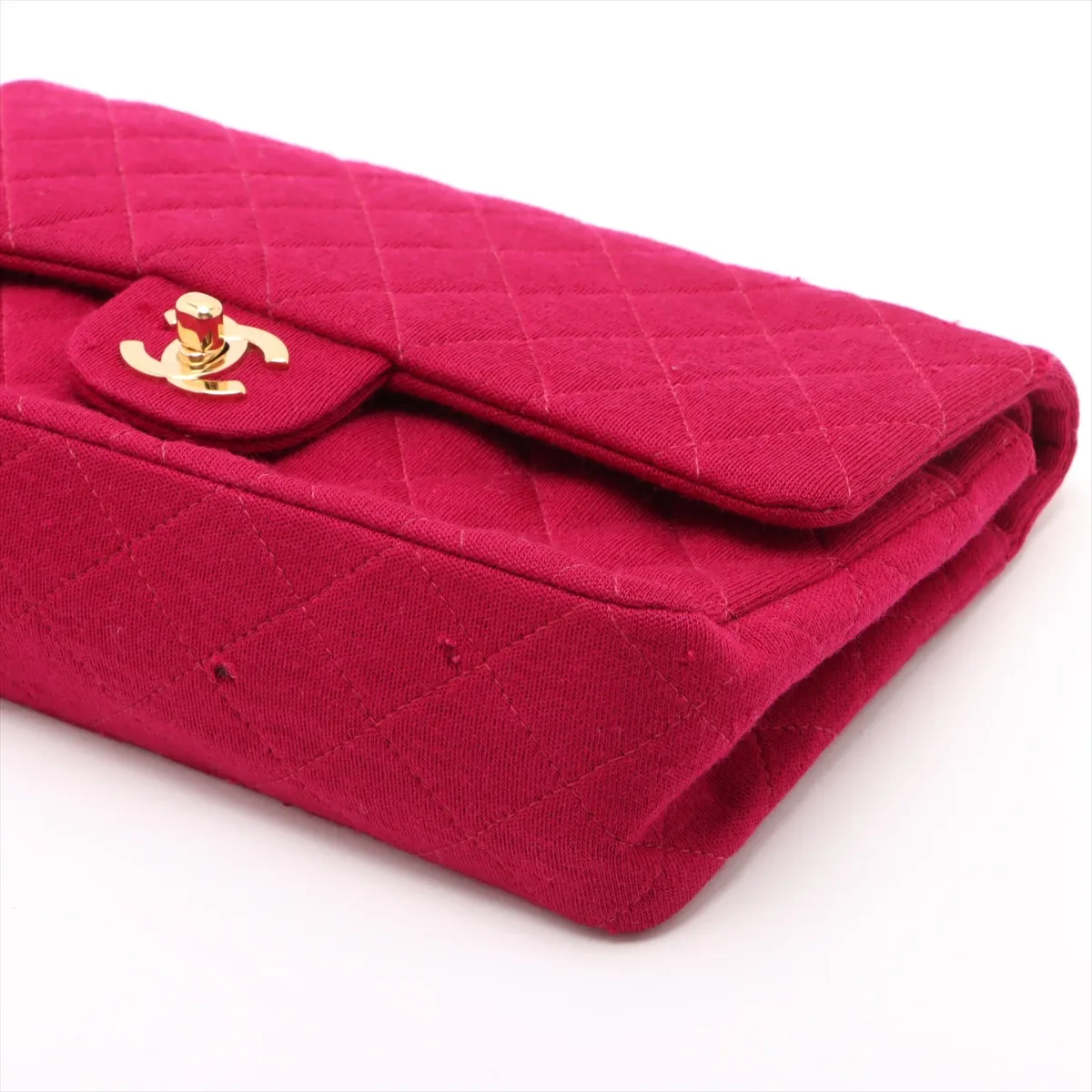 Matelassé 25 Cotton Double Flap Double Chain Bag, Red with Gold Hardware, 6544830, Series 6, A01112 — view 3