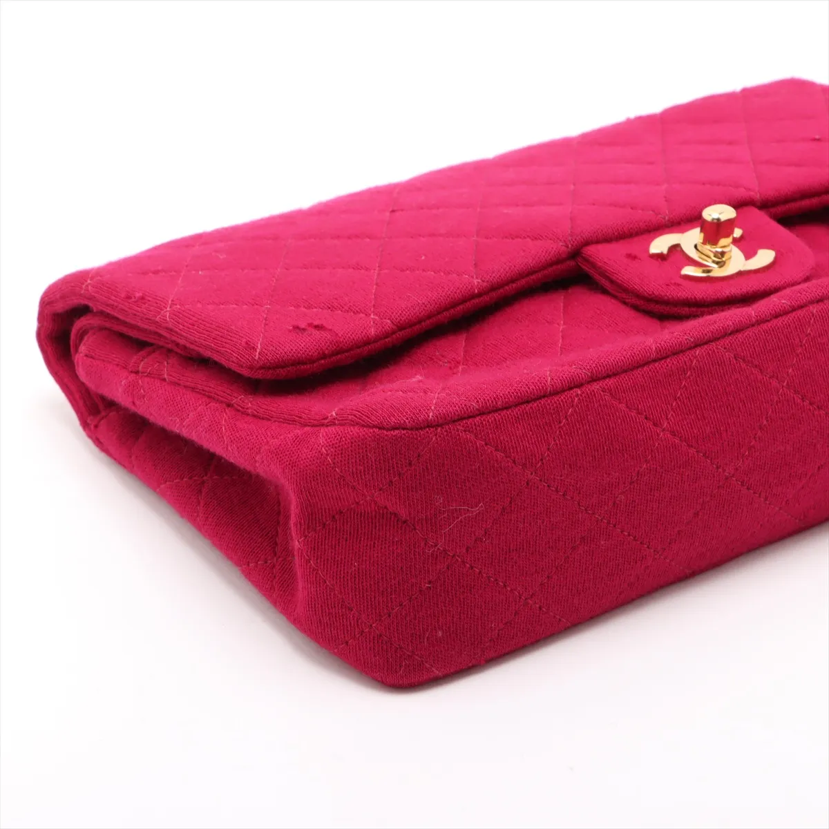 Matelassé 25 Cotton Double Flap Double Chain Bag, Red with Gold Hardware, 6544830, Series 6, A01112 — view 4