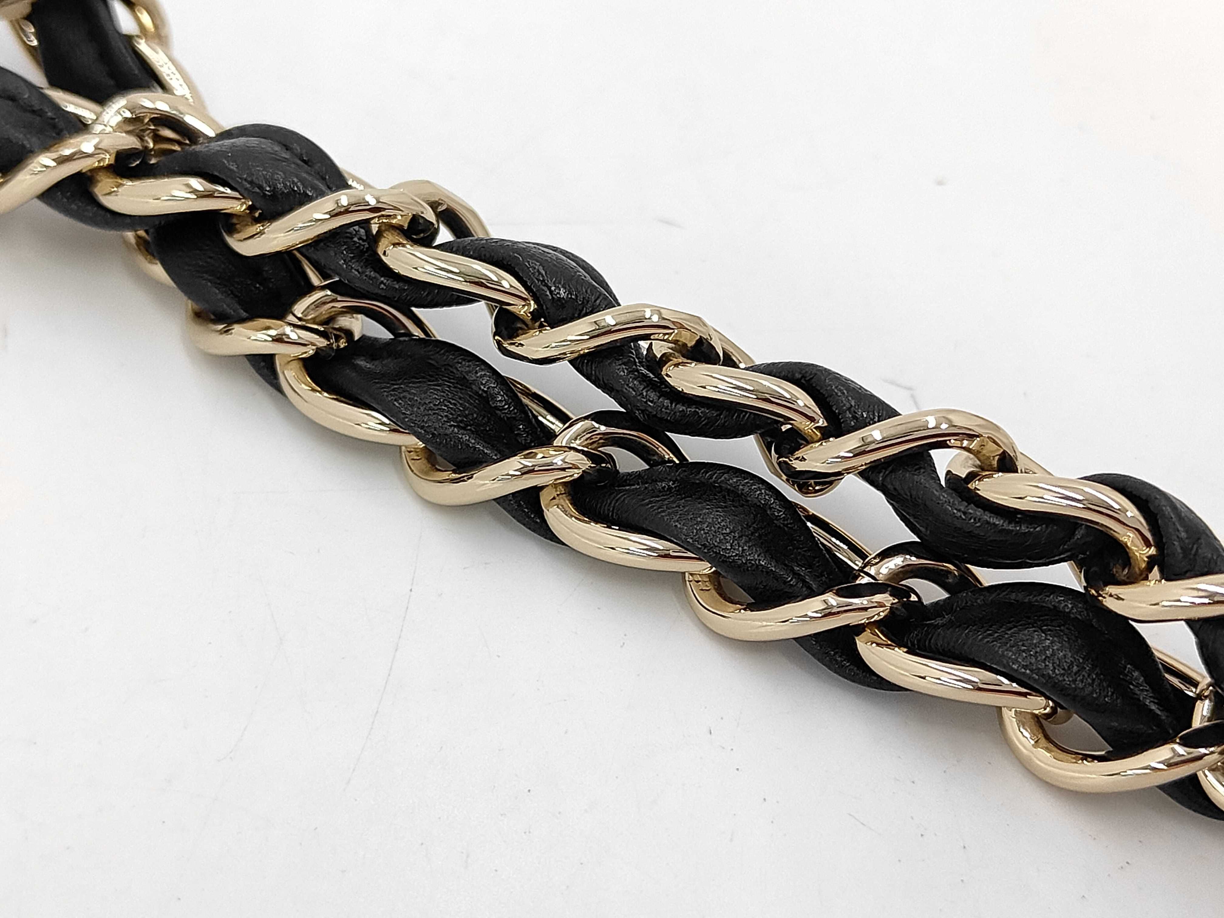 Matelassé Round Chain Shoulder Bag, Black Lambskin, Gold Hardware. — view 5