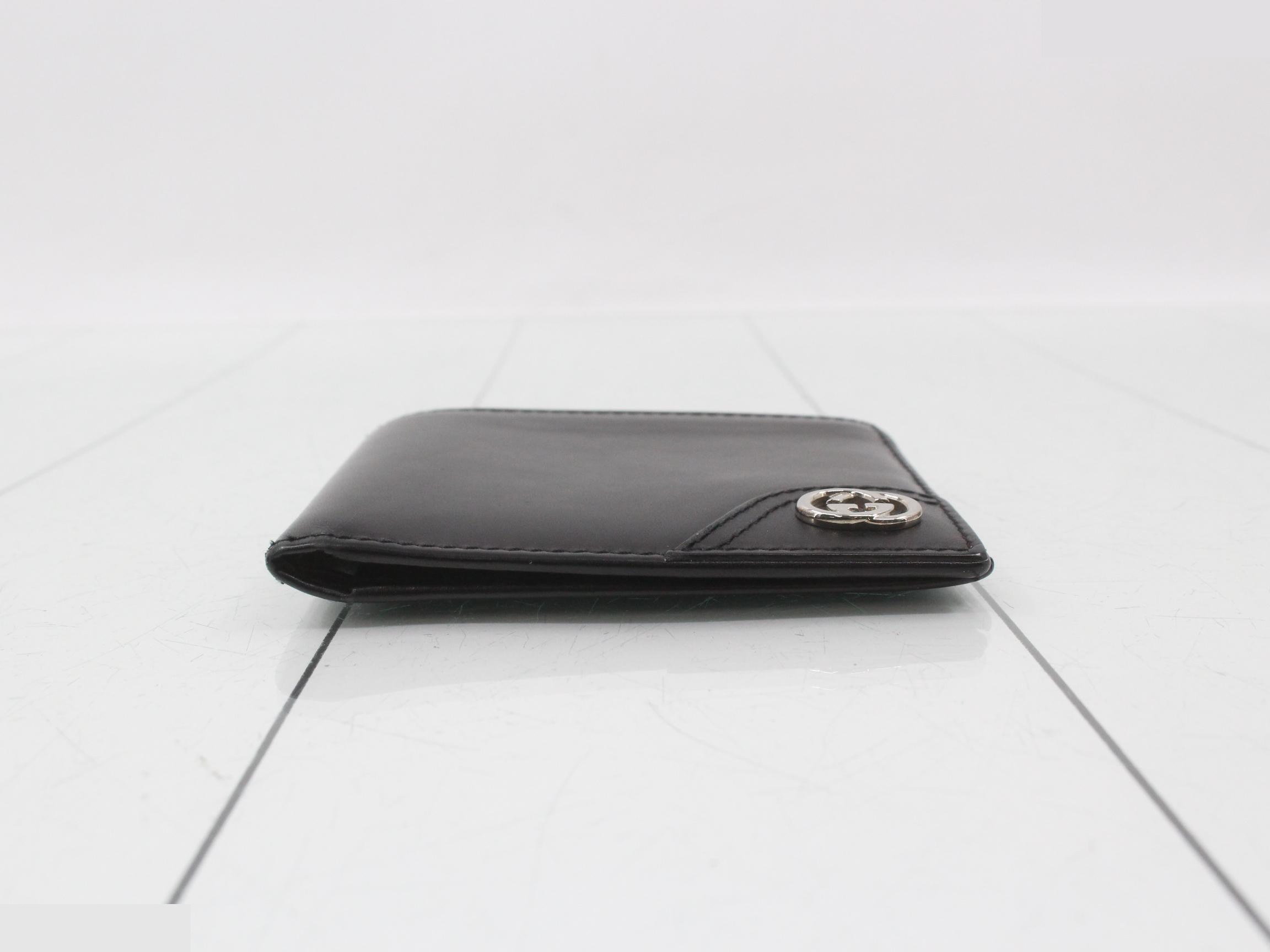 Interlocking G Bi-fold Wallet, Black Leather — view 3