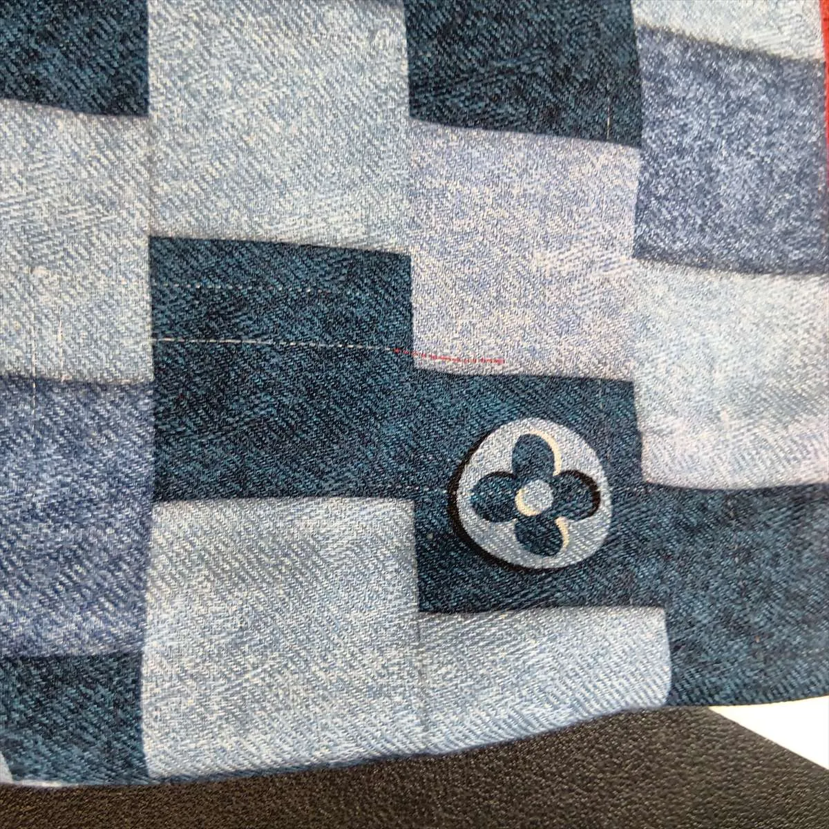 M76159 Monogram Denim Shawl CC0199 Stole, Wool x Silk, Blue. Shows wear, — view 5