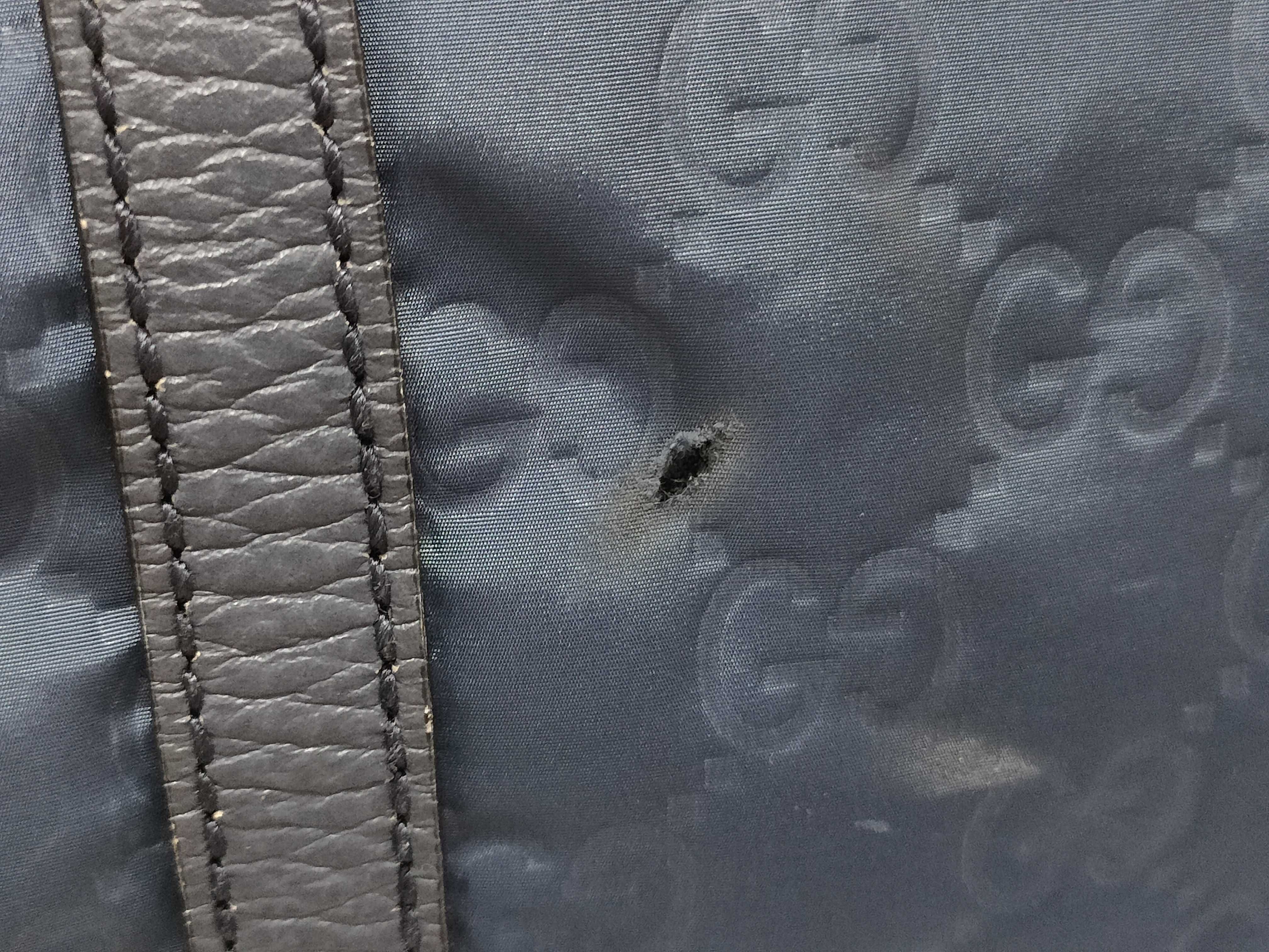 387068 GG Nylon Tote Bag Leather Blue Tote Bag — view 14