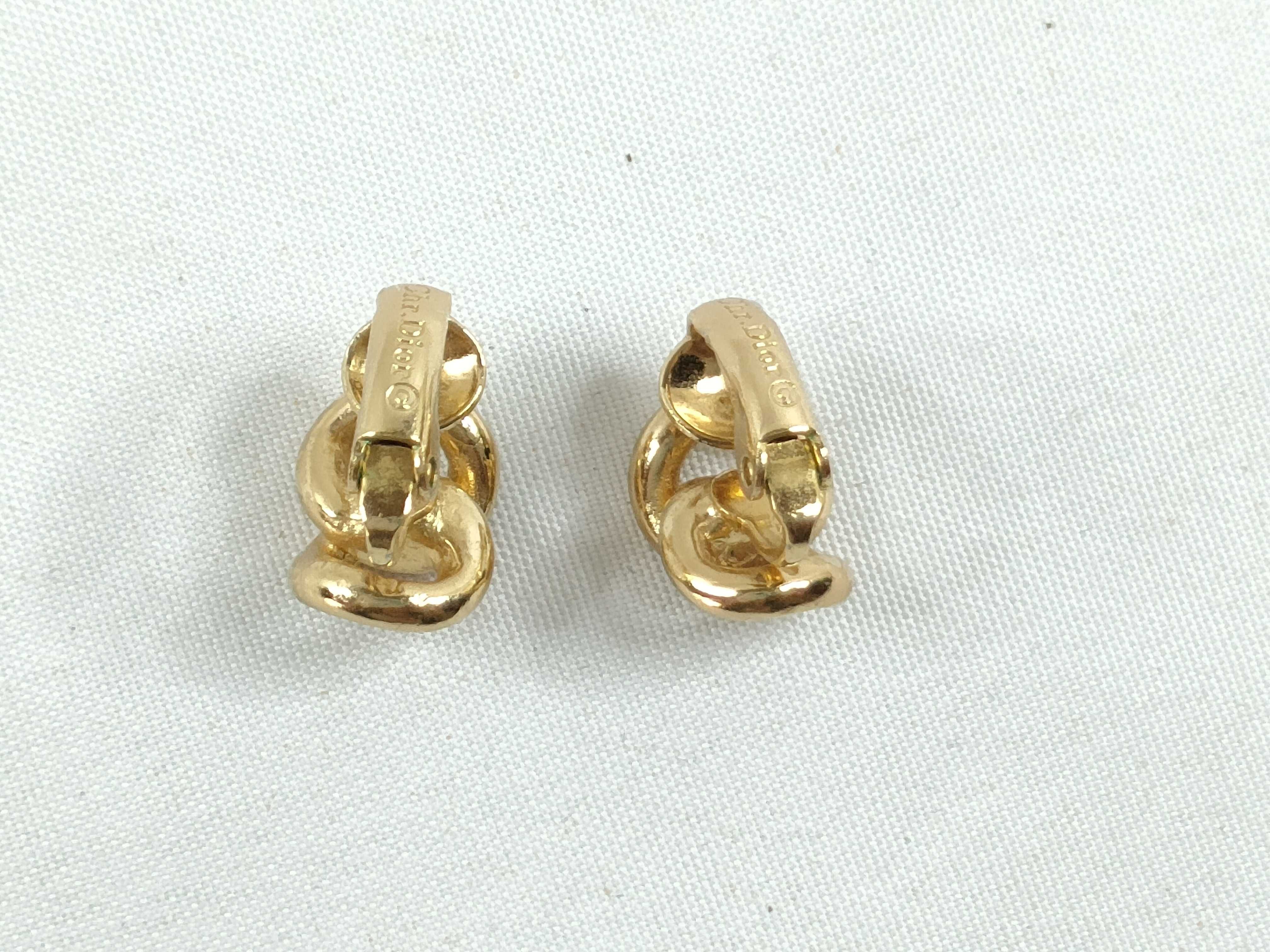 Christian Earrings, Chain Motif, Rhinestone, Gold Earrings — view 2