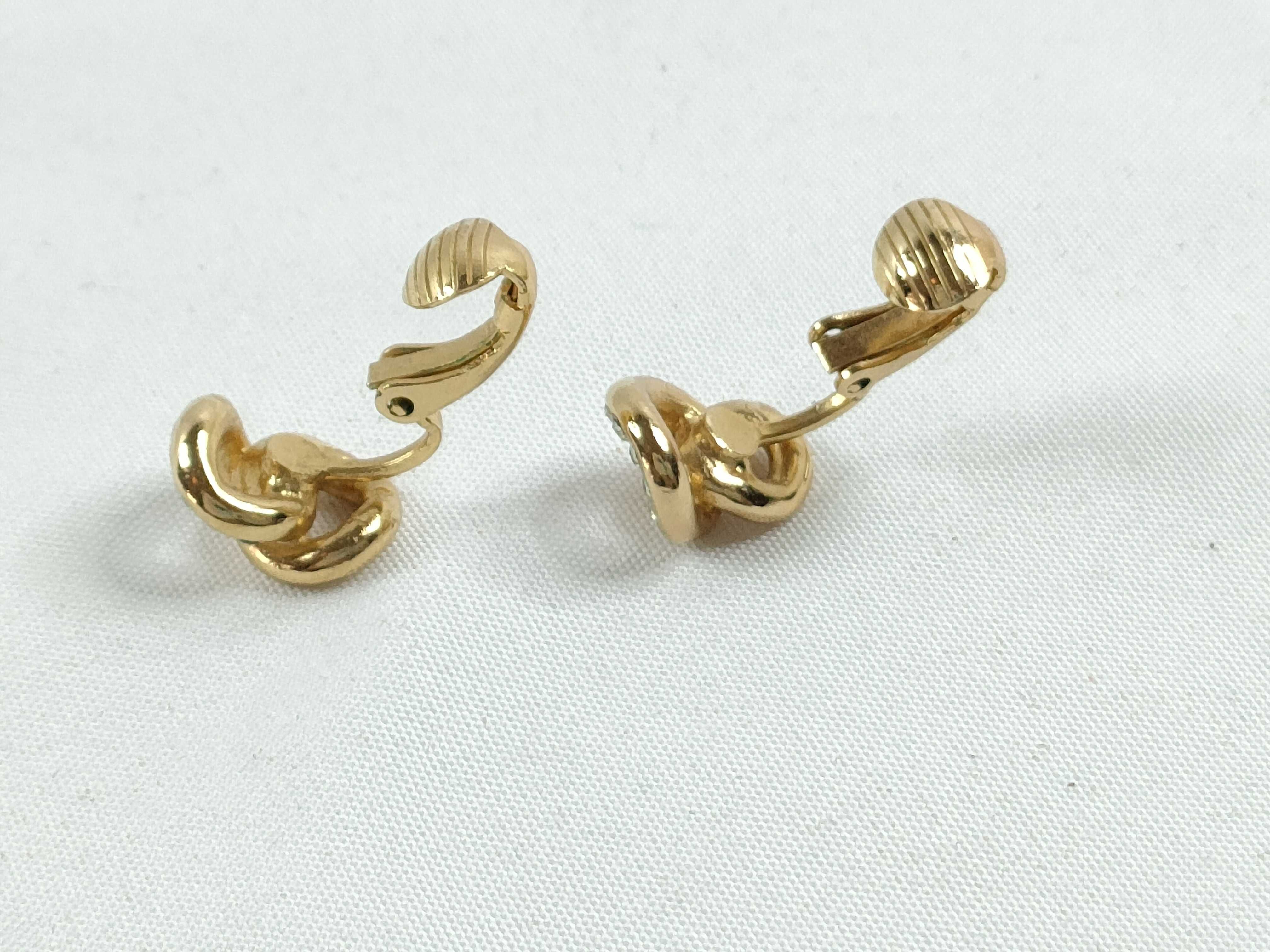 Christian Earrings, Chain Motif, Rhinestone, Gold Earrings — view 3