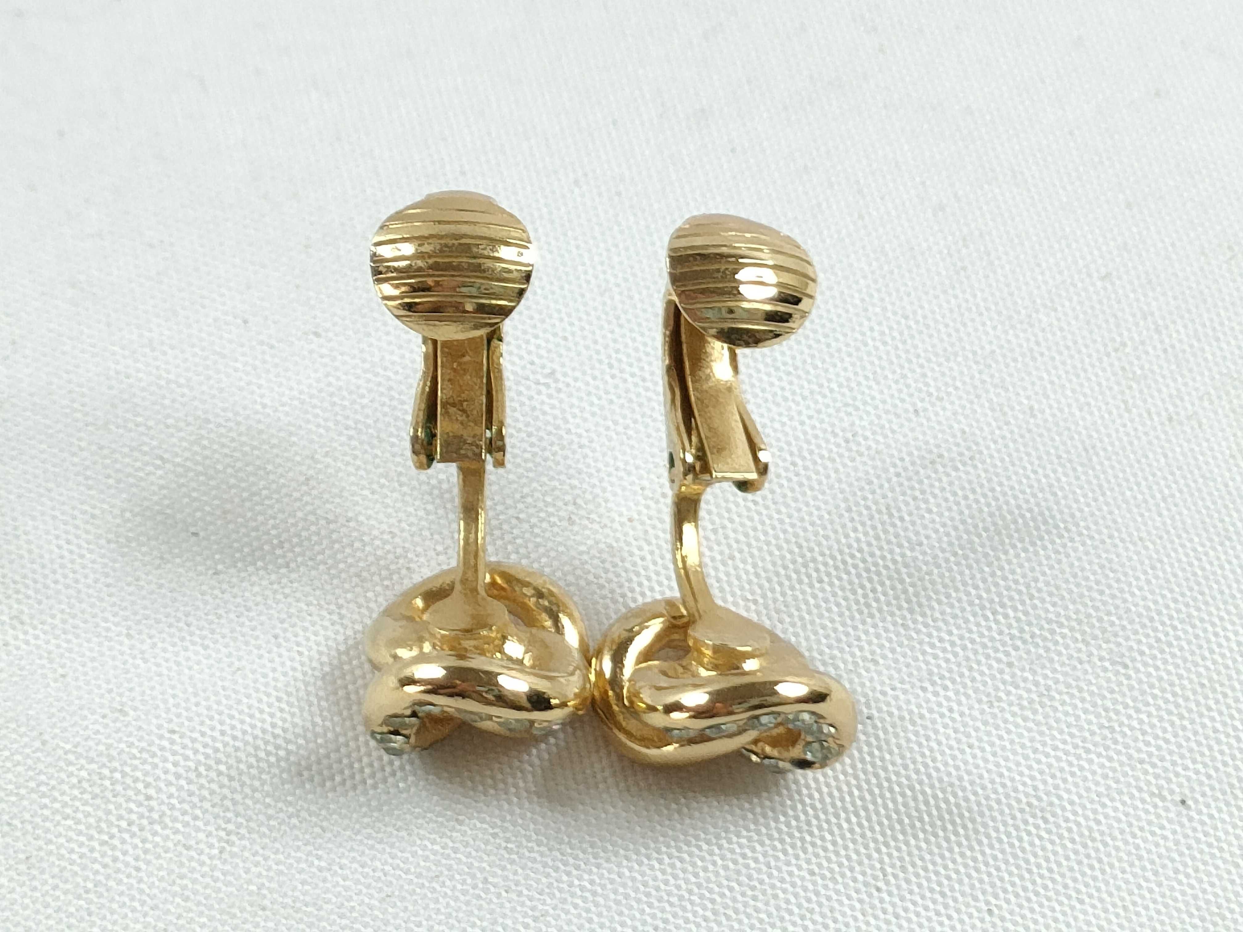 Christian Earrings, Chain Motif, Rhinestone, Gold Earrings — view 4