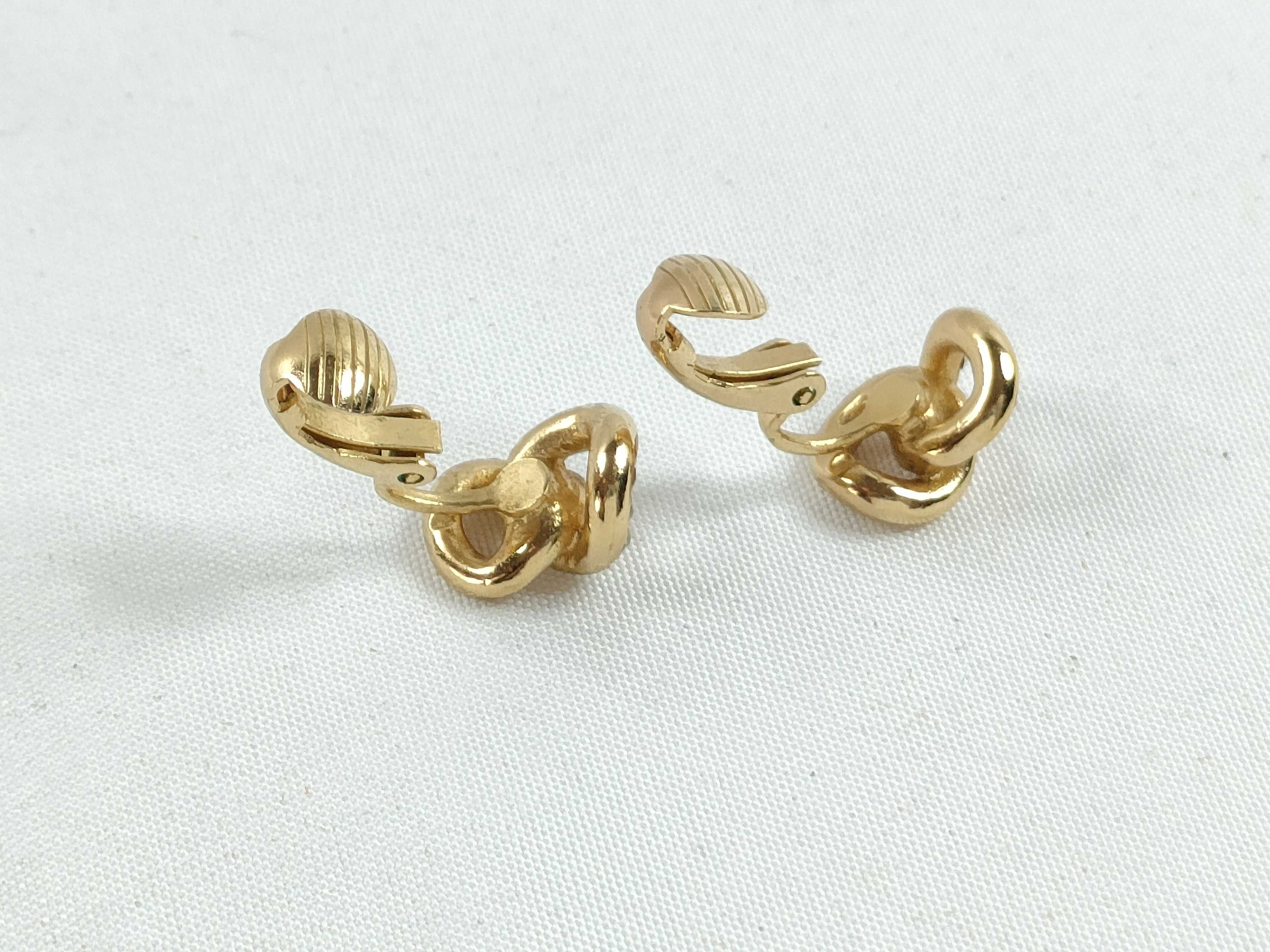 Christian Earrings, Chain Motif, Rhinestone, Gold Earrings — view 5