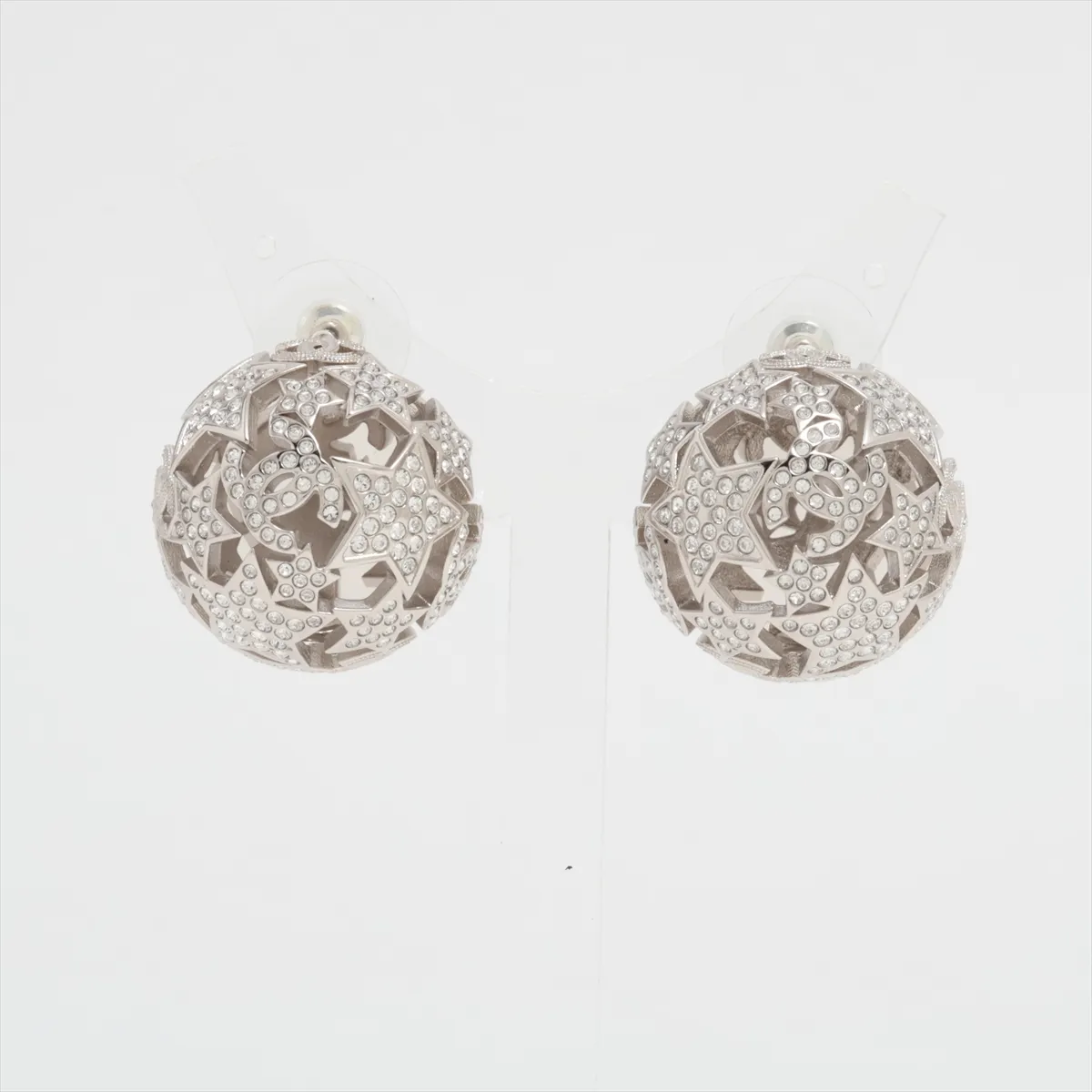 Cocomark Star B25A Earrings (for both ears) Metal x Rhinestone Silver — view 2