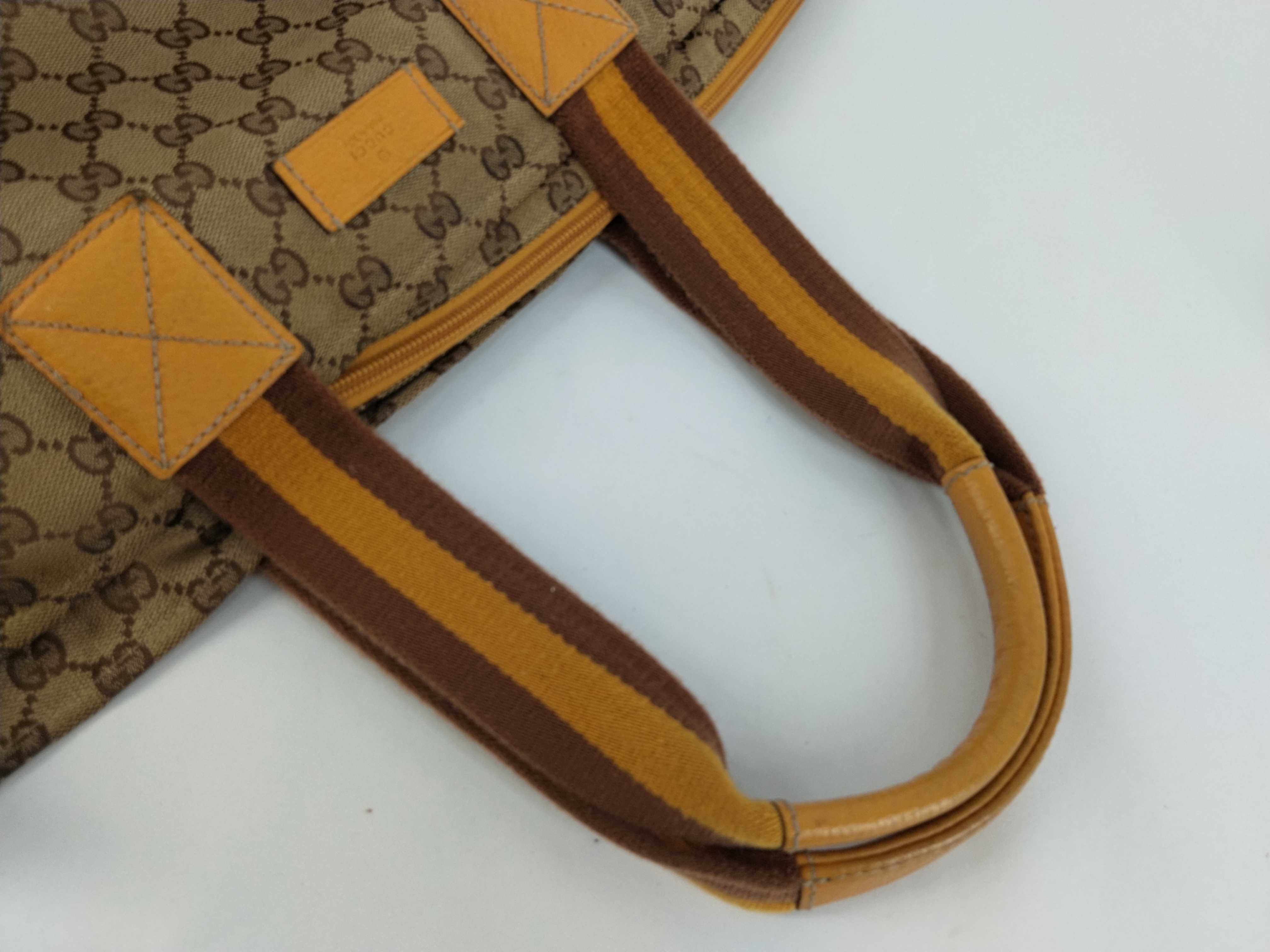 GG Canvas Tote Bag, Leather, Brown (131230) — view 3