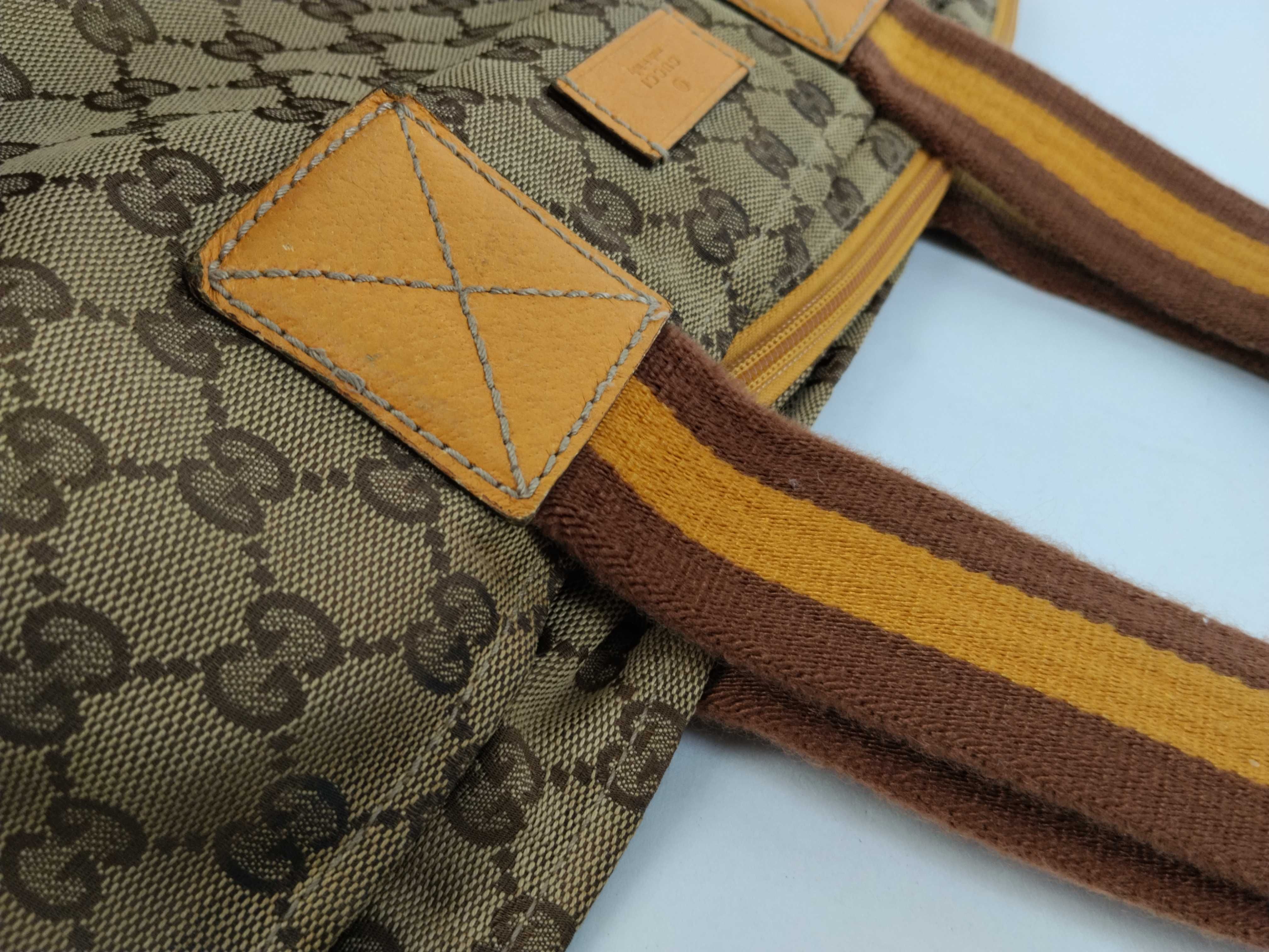 GG Canvas Tote Bag, Leather, Brown (131230) — view 5