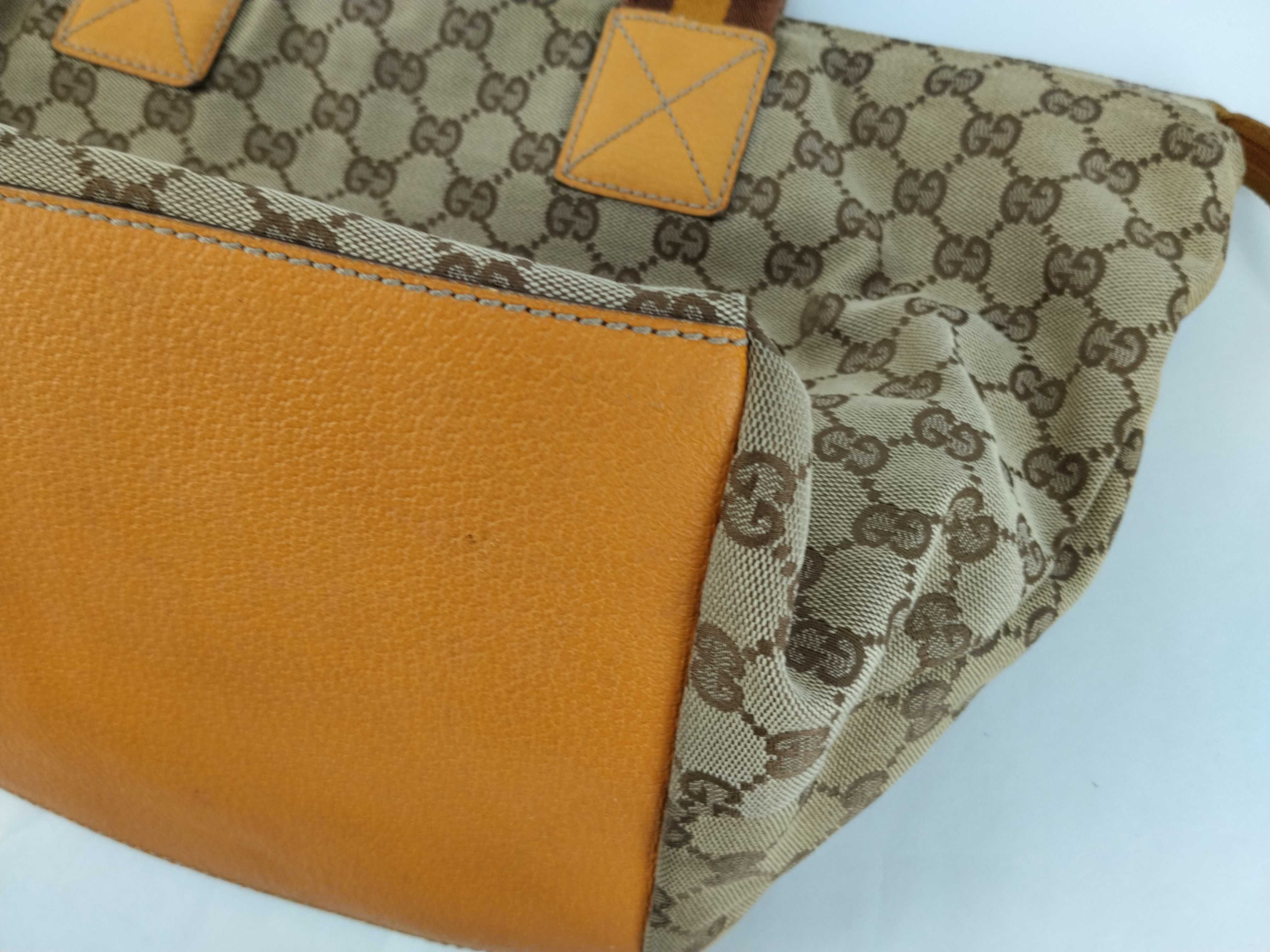 GG Canvas Tote Bag, Leather, Brown (131230) — view 6