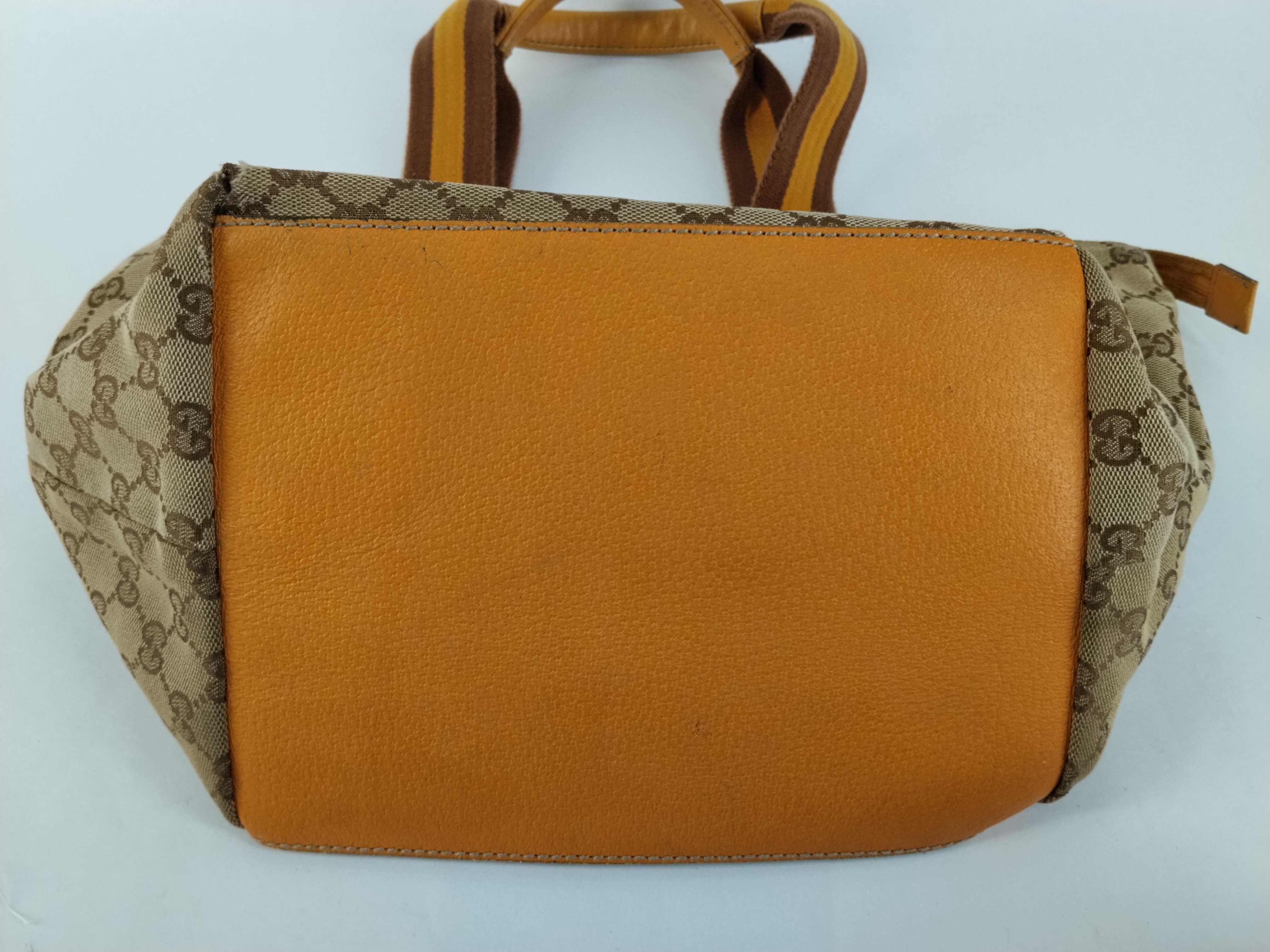 GG Canvas Tote Bag, Leather, Brown (131230) — view 7
