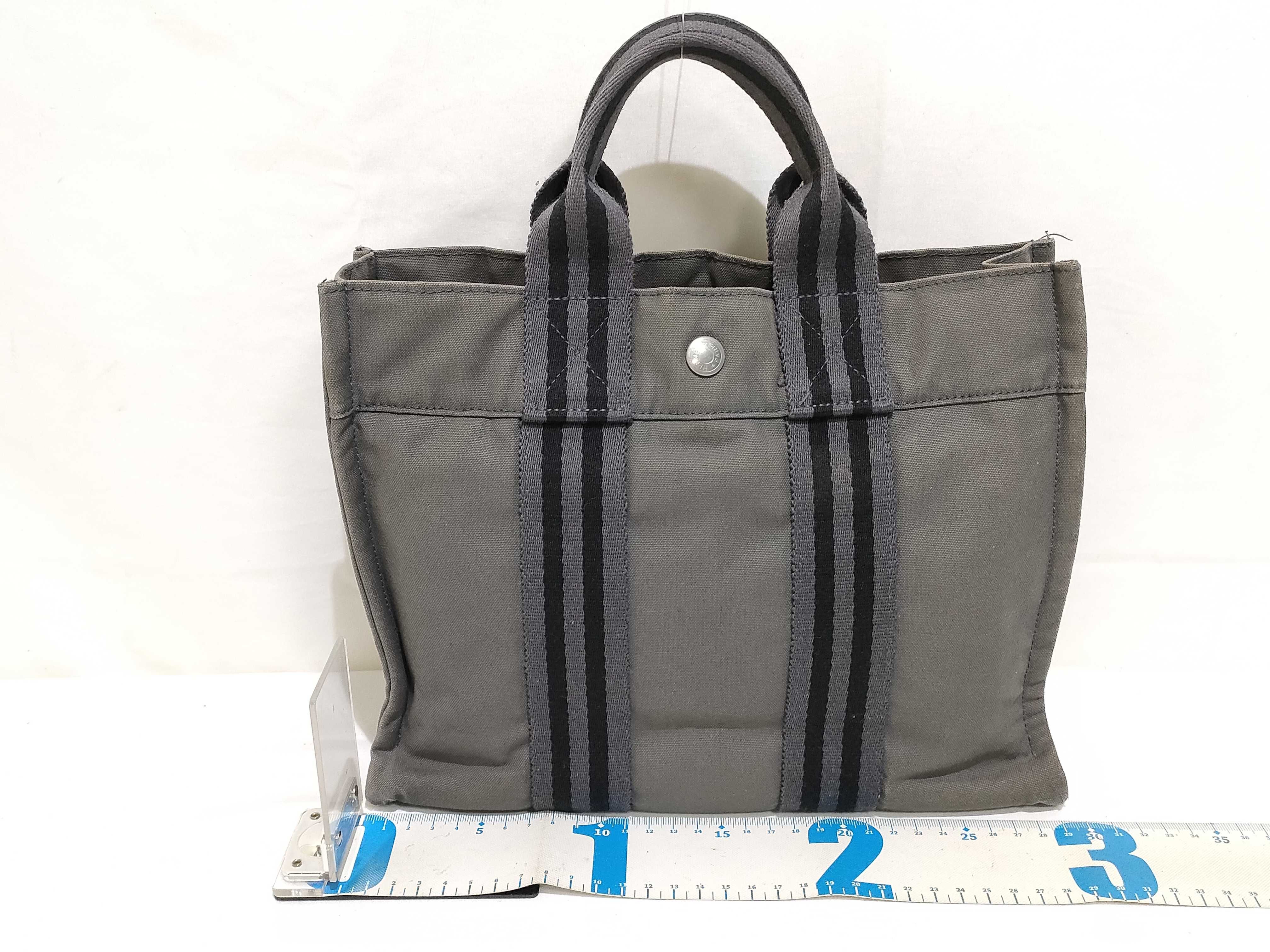 Fourre-Tout Cotton Fourre-Tout PM Tote Bag, Gray, Silver Hardware, Tote Bag — view 2
