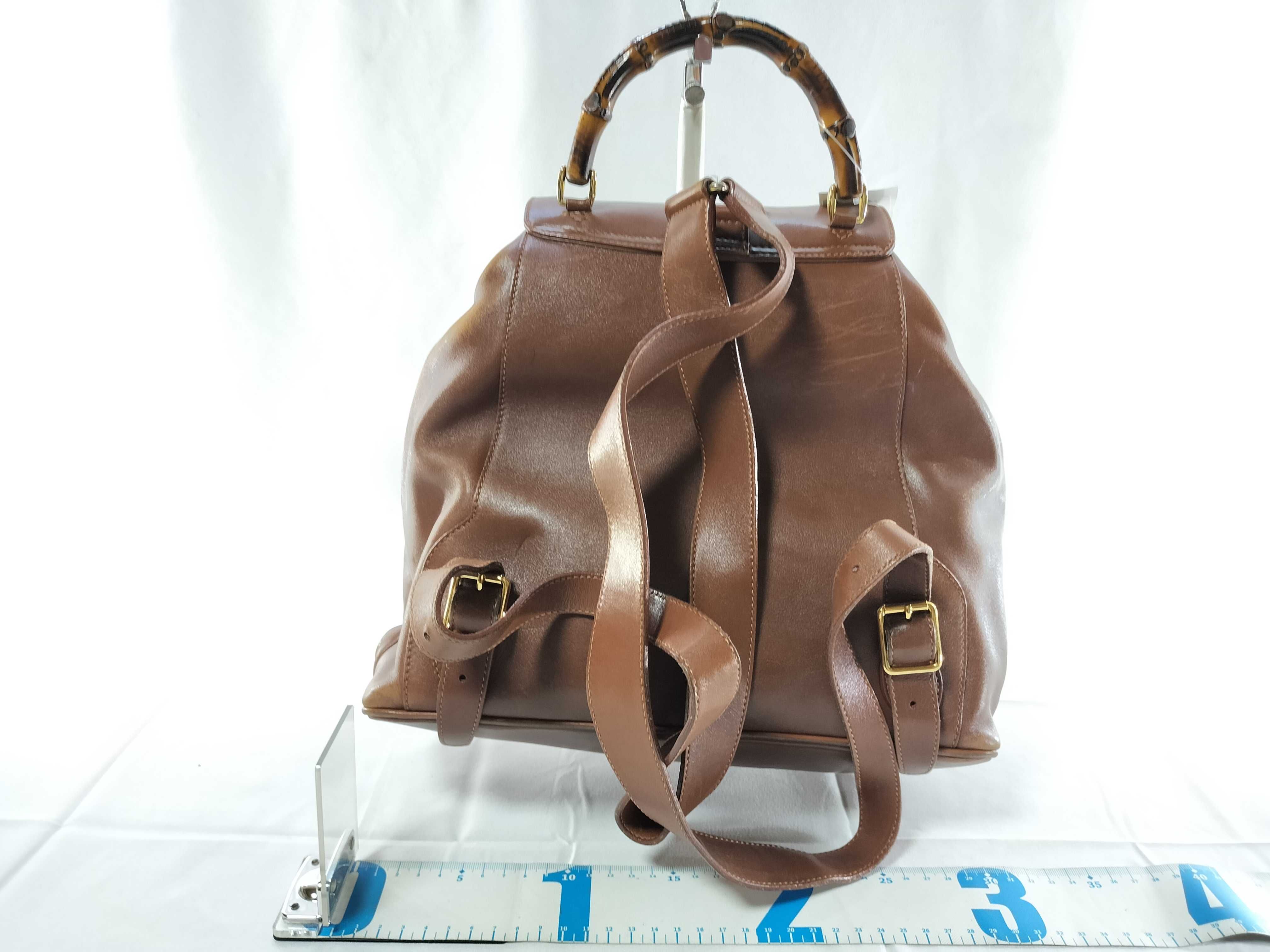 Bamboo 003-2058-0016 Leather Bamboo Backpack Brown Gold Hardware Backpack — view 2