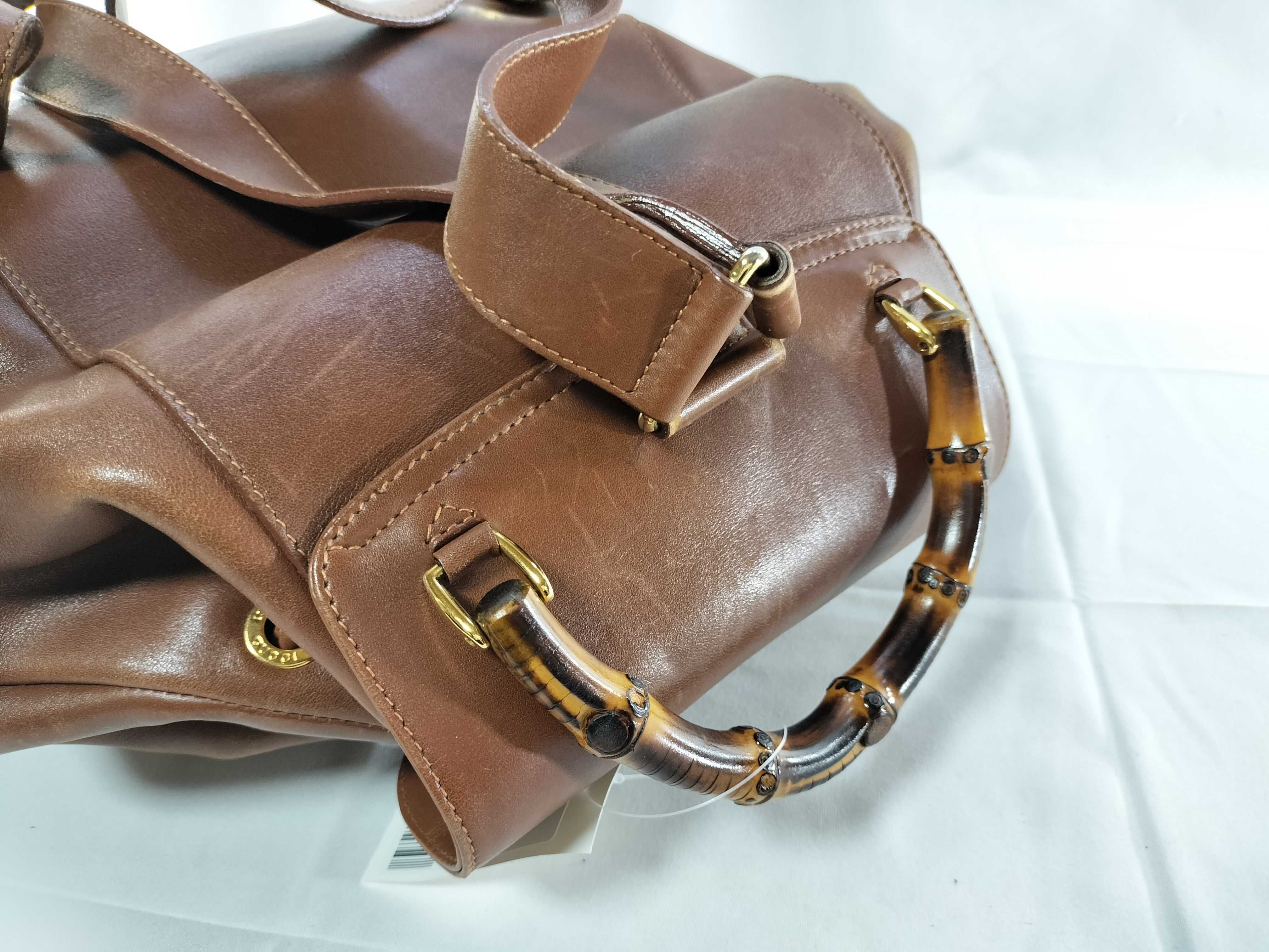 Bamboo 003-2058-0016 Leather Bamboo Backpack Brown Gold Hardware Backpack — view 3