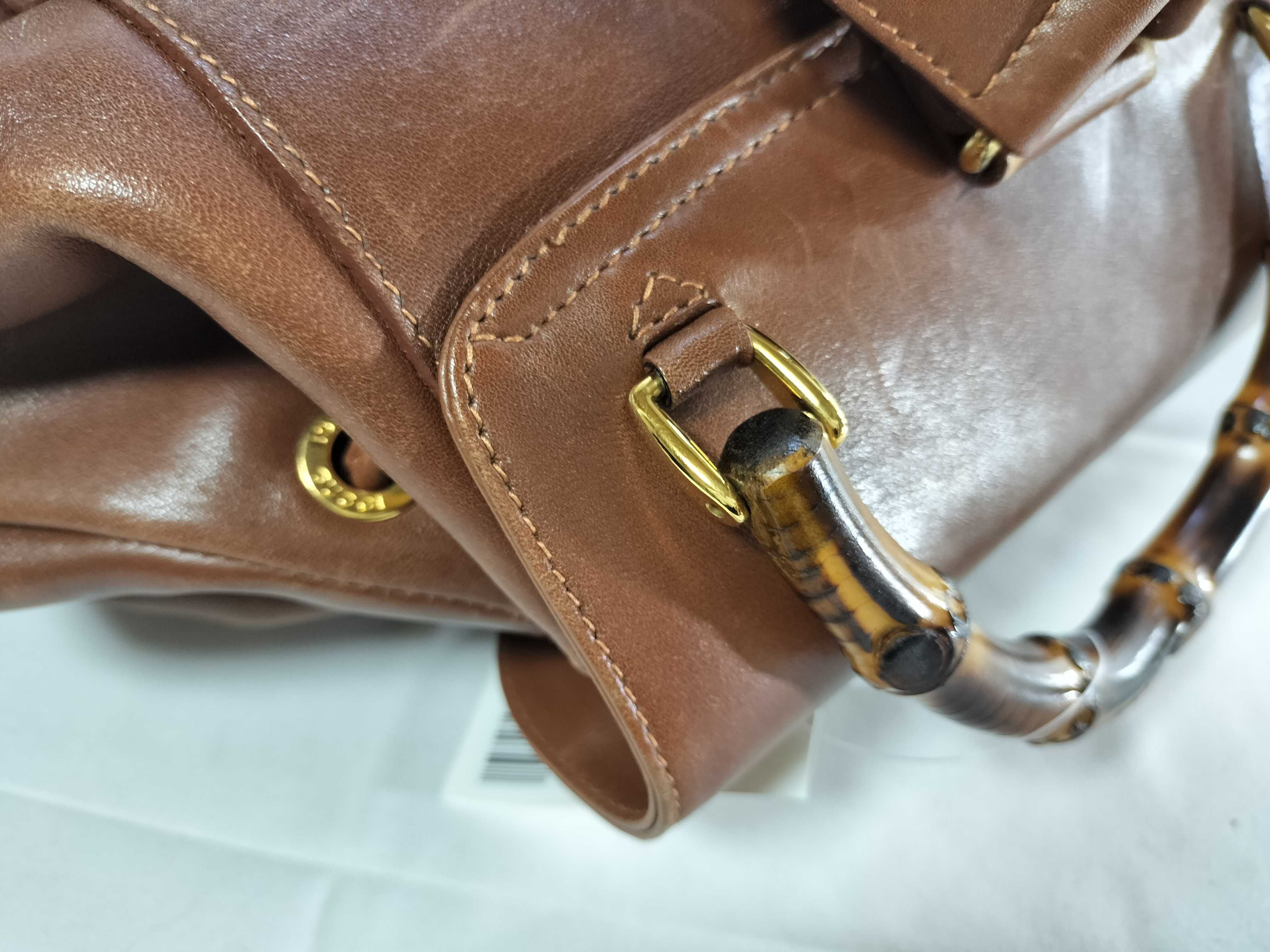 Bamboo 003-2058-0016 Leather Bamboo Backpack Brown Gold Hardware Backpack — view 4