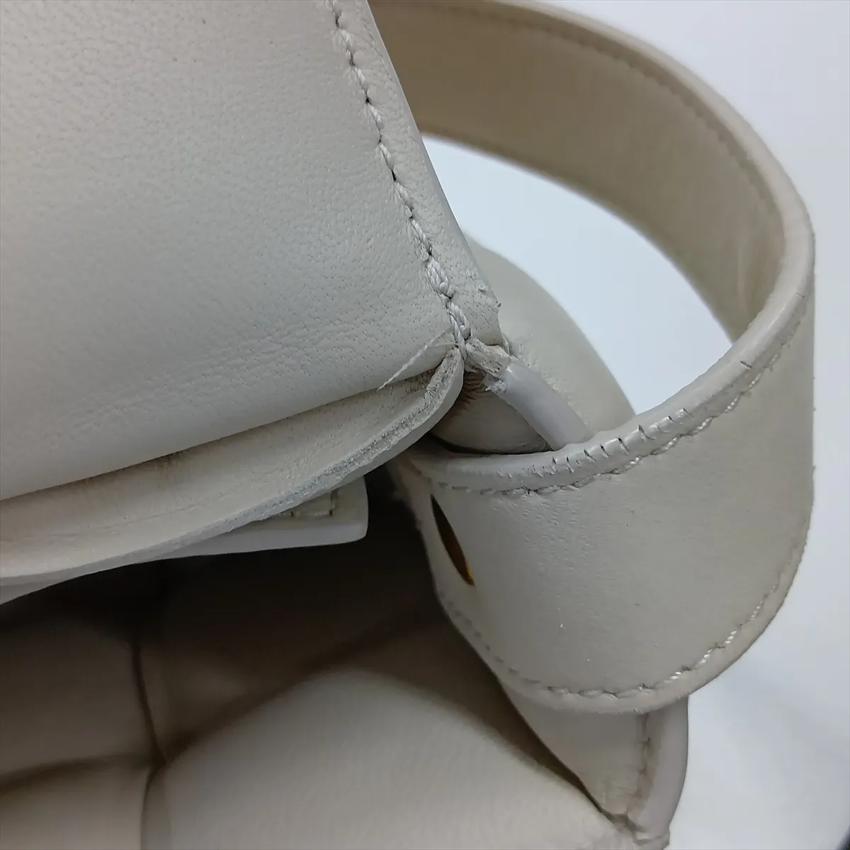 Maxi Intrecciato Padded Cassette Leather Shoulder Bag, White — view 13