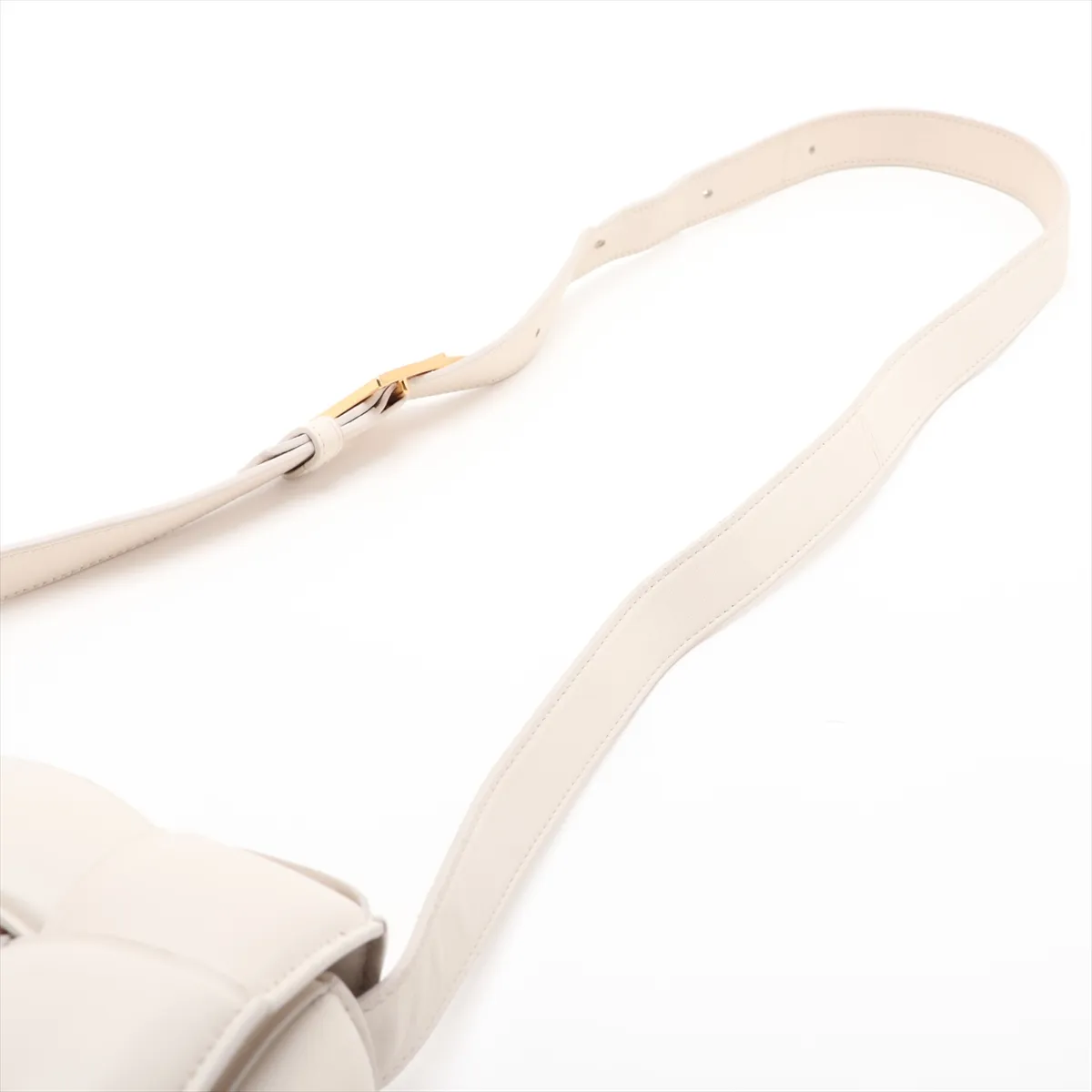 Maxi Intrecciato Padded Cassette Leather Shoulder Bag, White — view 5
